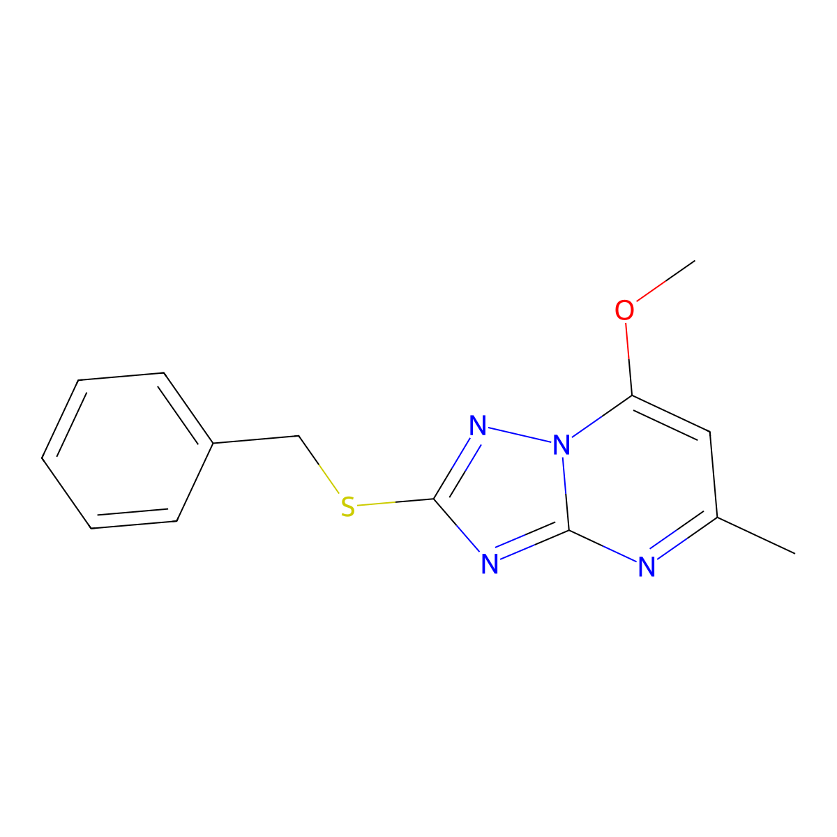 2-(Benzylsulfanyl)-5-methyl[1,2,4]triazolo[1,5-a]pyrimidin-7-yl methyl ether molecular structure, CAS 400074-79-5