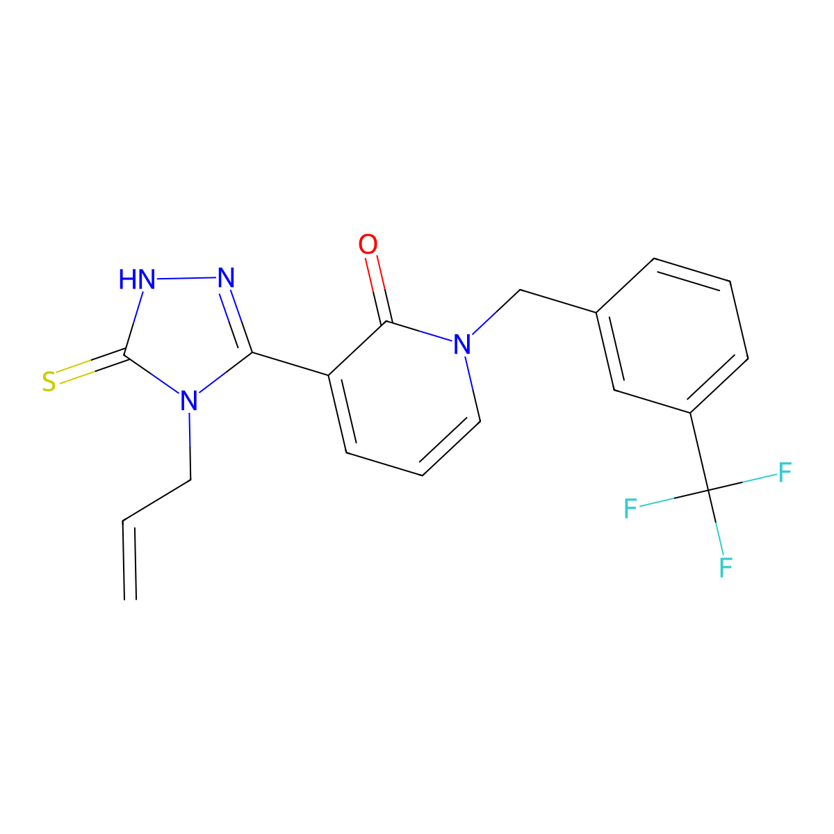 3-(4-allyl-5-thioxo-4,5-dihydro-1H-1,2,4-triazol-3-yl)-1-[3-(trifluoromethyl)benzyl]-2(1H)-pyridinone molecular structure, CAS 400074-86-4