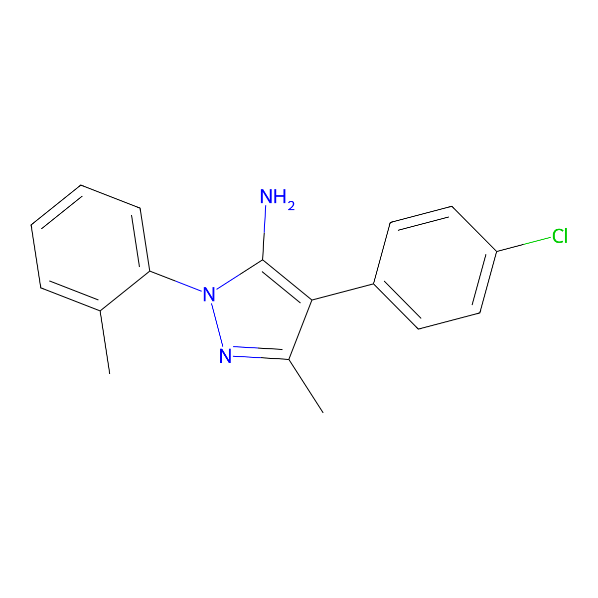 4-(4-chlorophenyl)-3-methyl-1-(2-methylphenyl)-1H-pyrazol-5-ylamine molecular structure, CAS 400074-91-1