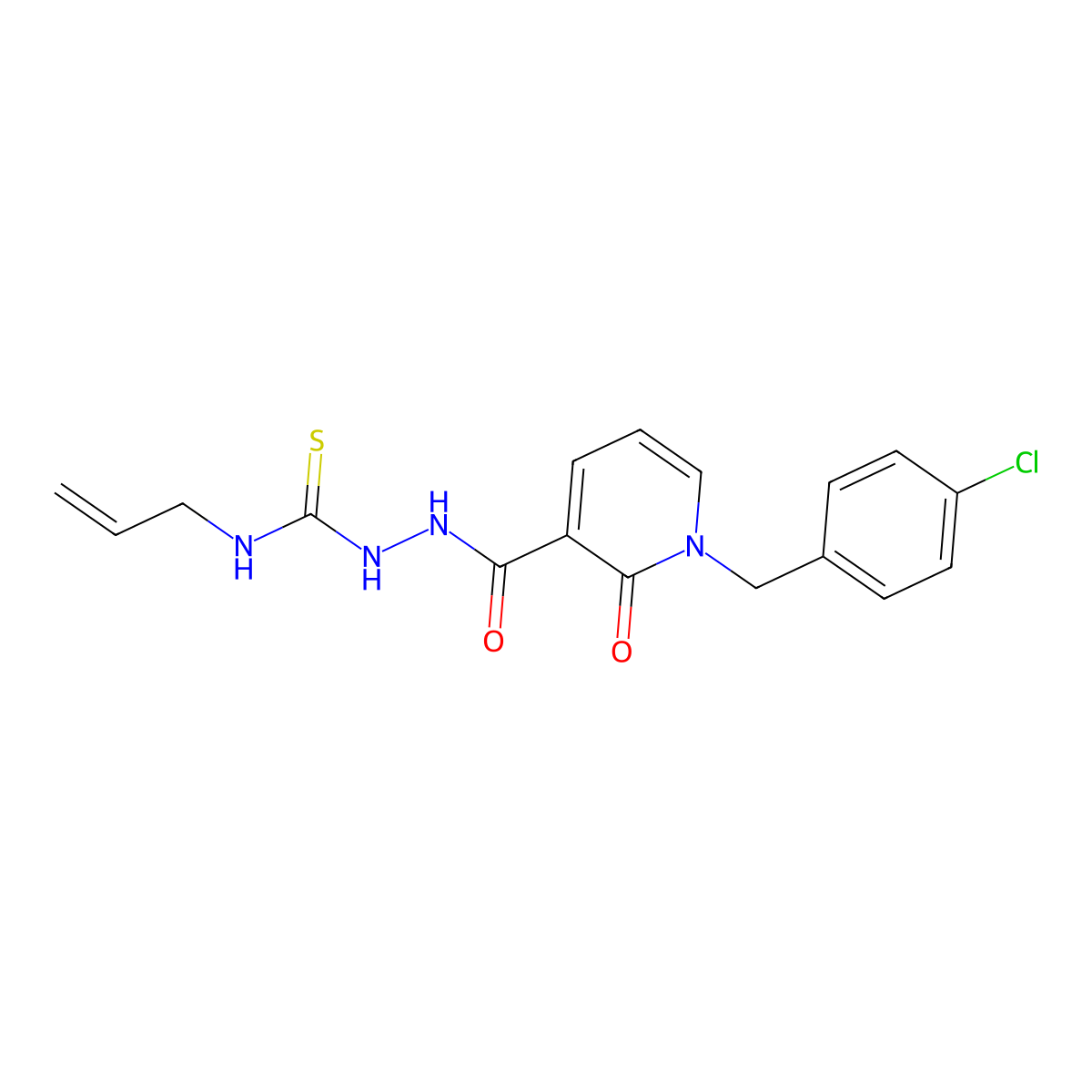 N-allyl-2-{[1-(4-chlorobenzyl)-2-oxo-1,2-dihydro-3-pyridinyl]carbonyl}-1-hydrazinecarbothioamide molecular structure, CAS 400074-96-6