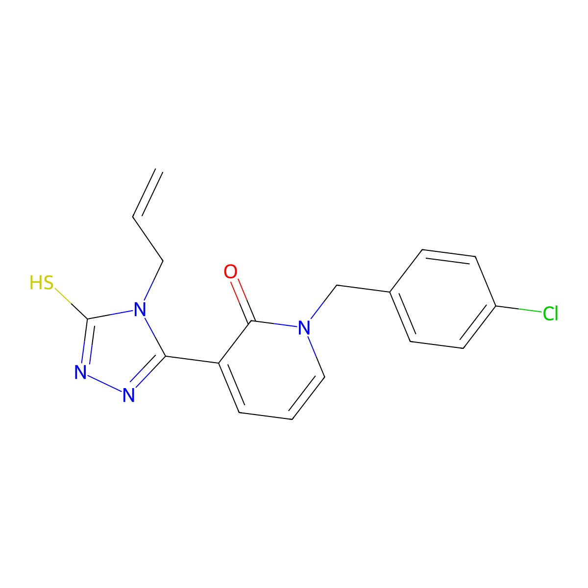 3-(4-allyl-5-sulfanyl-4H-1,2,4-triazol-3-yl)-1-(4-chlorobenzyl)-2(1H)-pyridinone molecular structure, CAS 400074-99-9