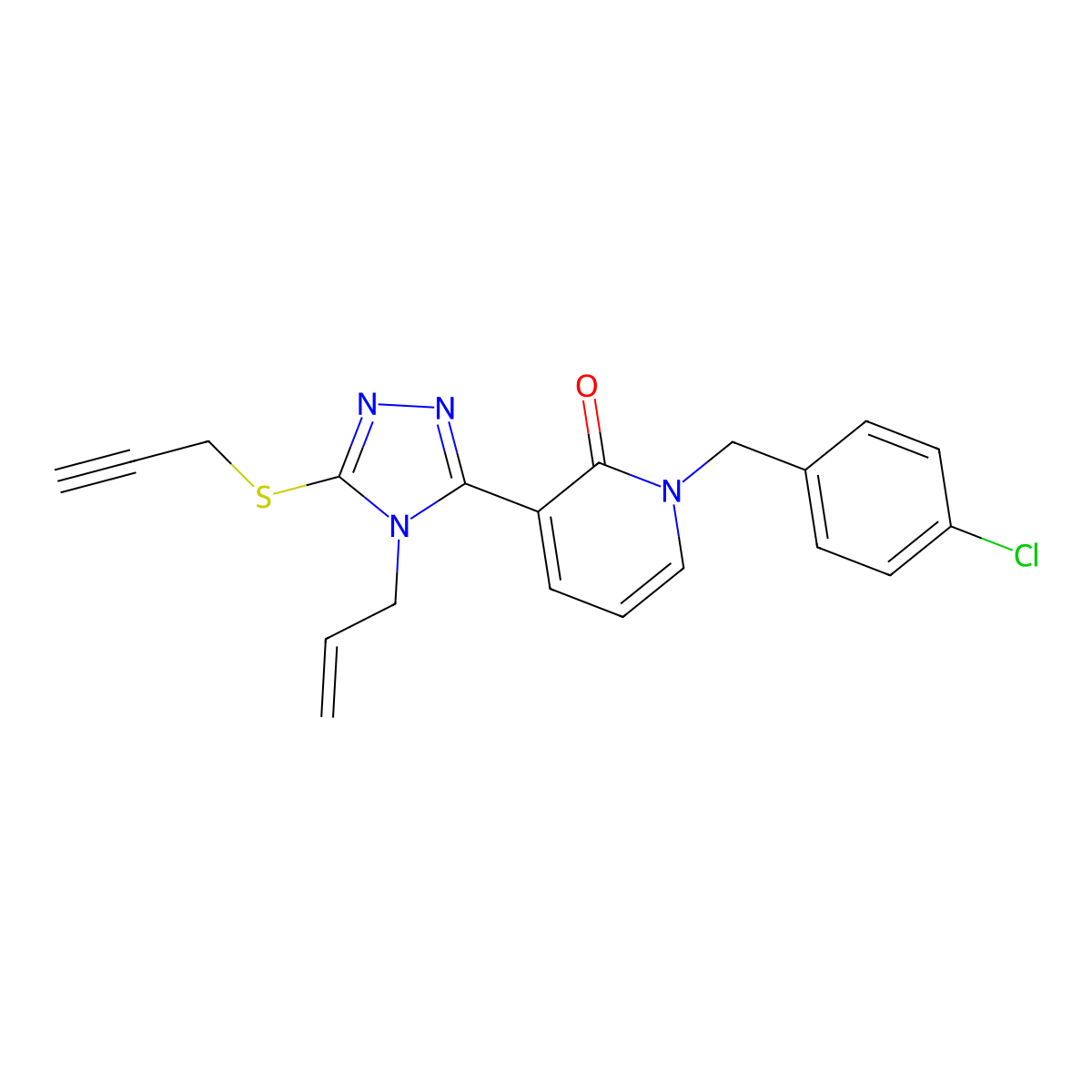 3-[4-allyl-5-(2-propynylsulfanyl)-4H-1,2,4-triazol-3-yl]-1-(4-chlorobenzyl)-2(1H)-pyridinone molecular structure, CAS 400075-03-8