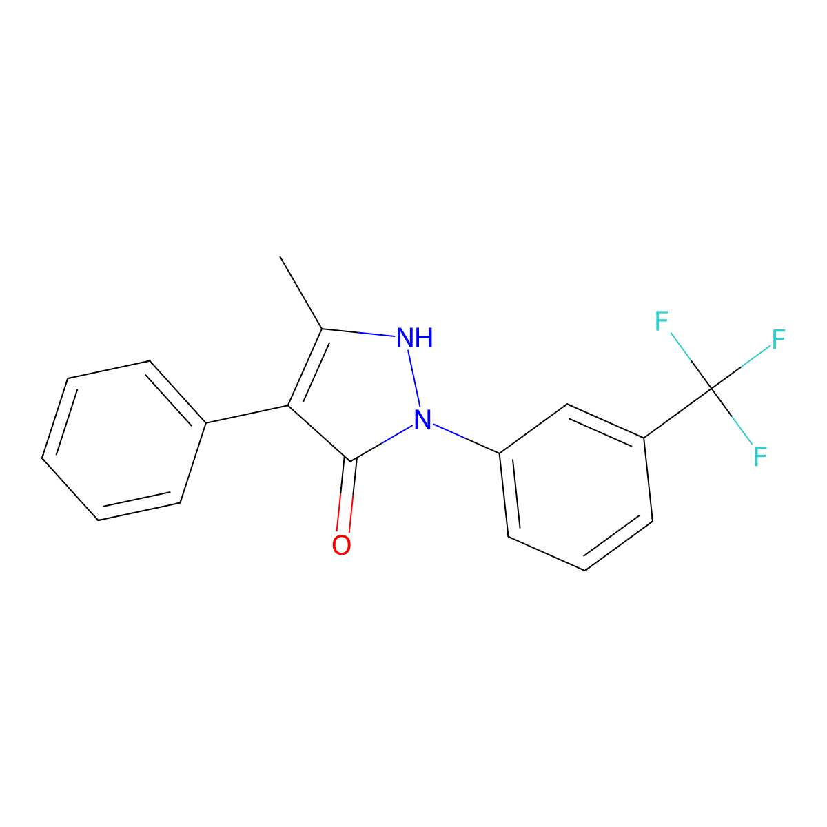 5-methyl-4-phenyl-2-[3-(trifluoromethyl)phenyl]-1H-pyrazol-3-one molecular structure, CAS 400075-07-2