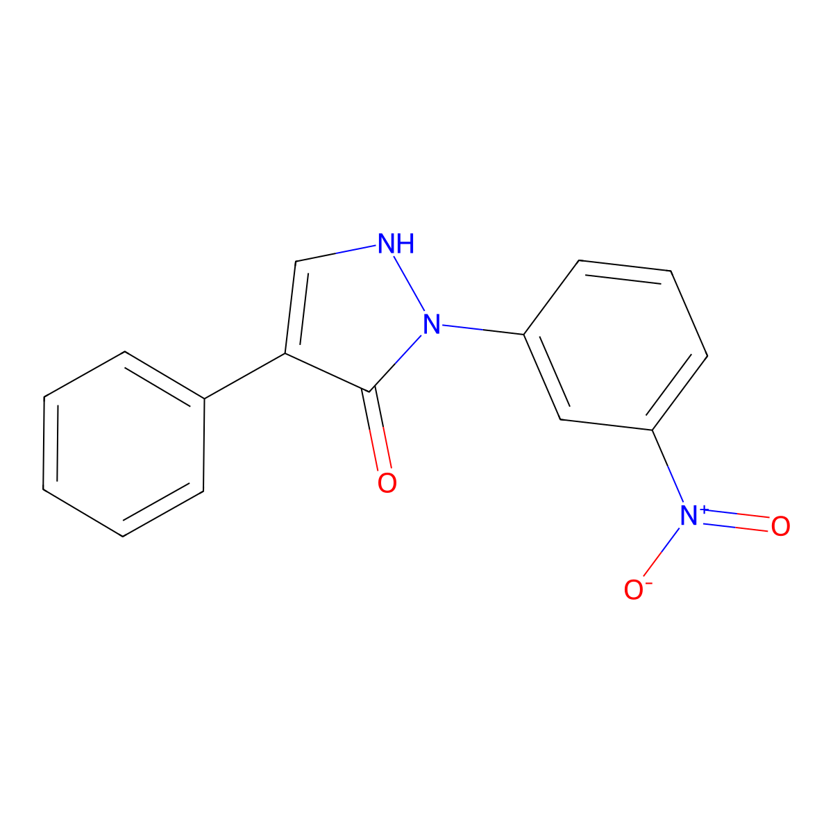 2-(3-nitrophenyl)-4-phenyl-1,2-dihydro-3H-pyrazol-3-one molecular structure, CAS 400075-08-3