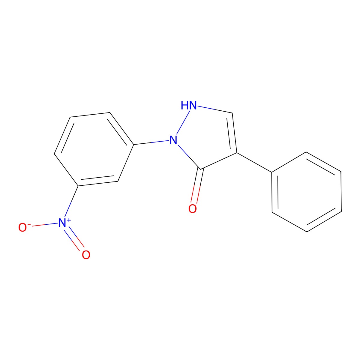 2-(3-nitrophenyl)-4-phenyl-1,2-dihydro-3H-pyrazol-3-one molecular structure, CAS 400075-08-3