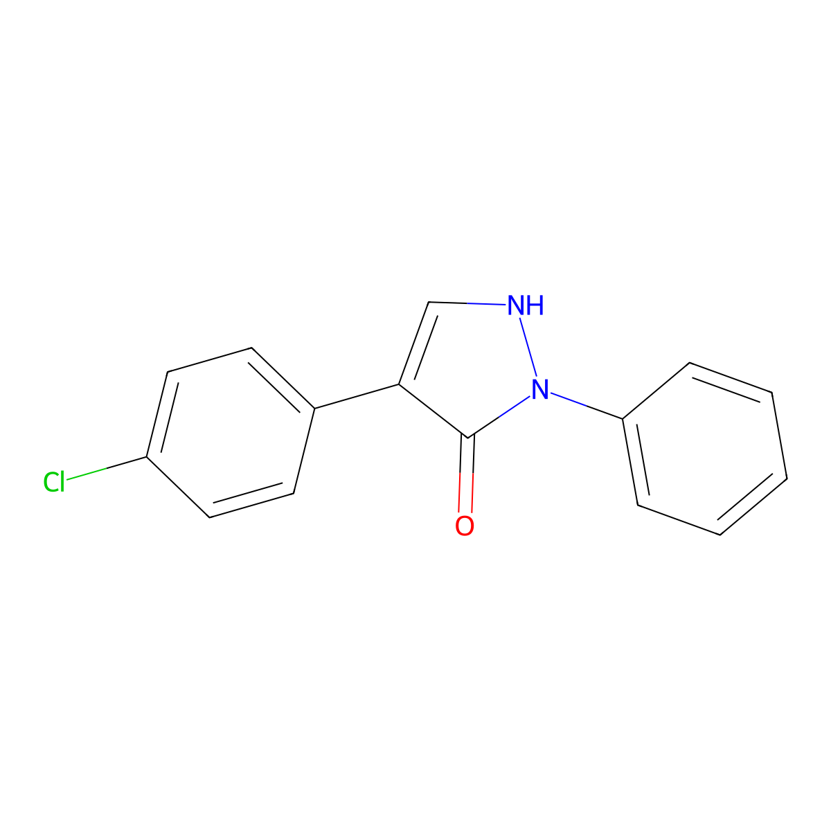 4-(4-chlorophenyl)-2-phenyl-1,2-dihydro-3H-pyrazol-3-one molecular structure, CAS 400075-09-4