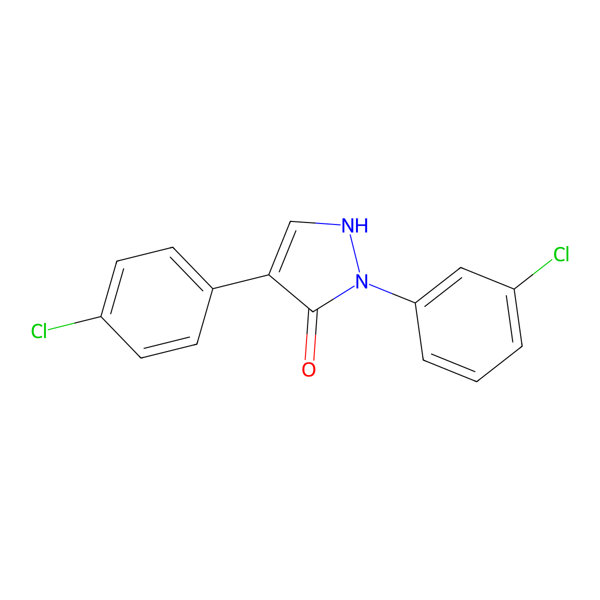 2-(3-chlorophenyl)-4-(4-chlorophenyl)-1,2-dihydro-3H-pyrazol-3-one molecular structure, CAS 400075-10-7