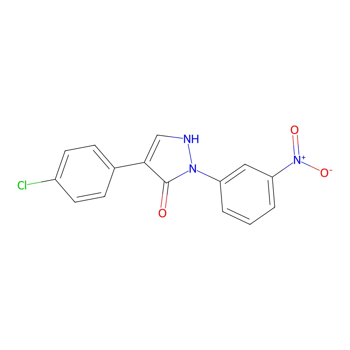 4-(4-chlorophenyl)-2-(3-nitrophenyl)-1,2-dihydro-3H-pyrazol-3-one molecular structure, CAS 400075-12-9