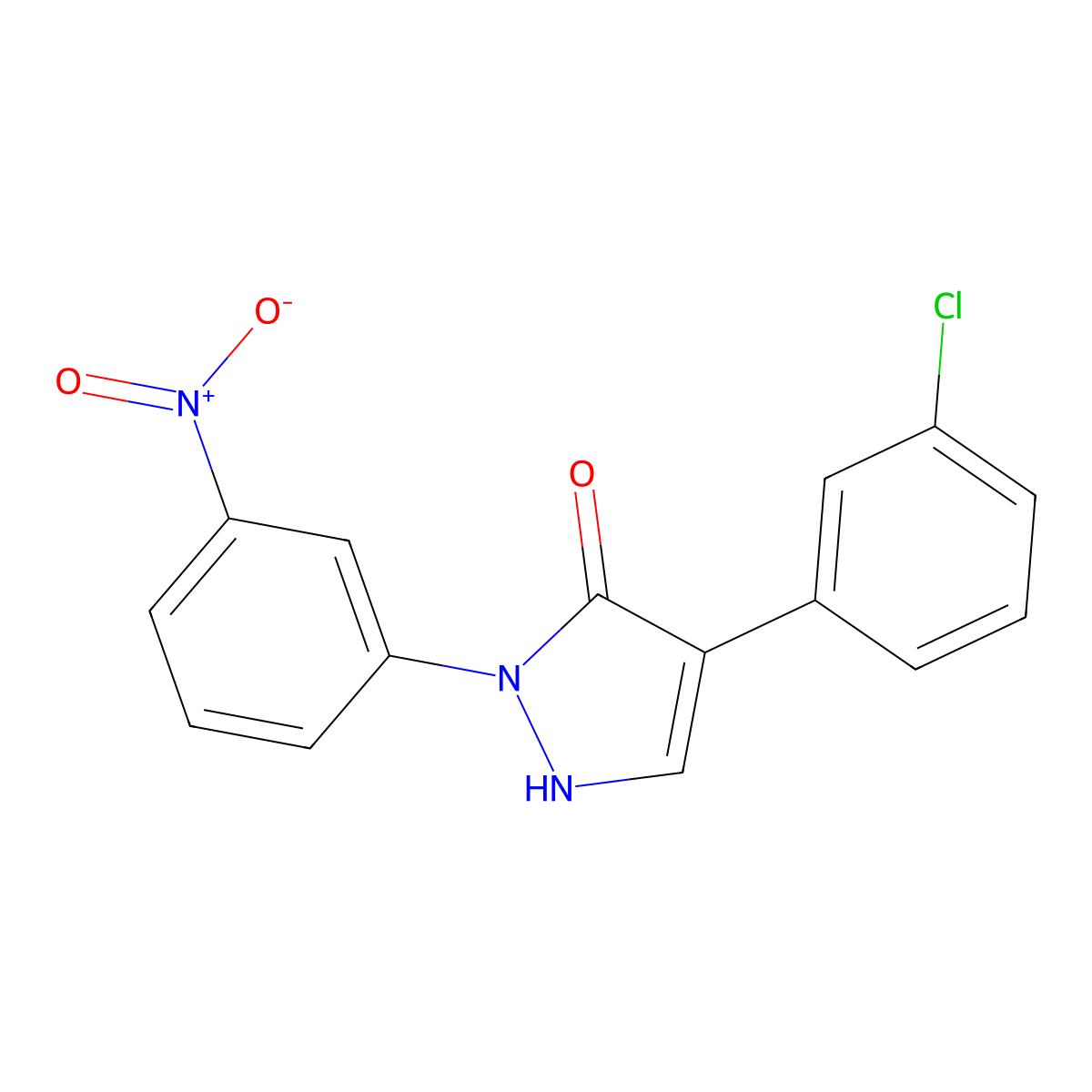4-(3-chlorophenyl)-2-(3-nitrophenyl)-1,2-dihydro-3H-pyrazol-3-one molecular structure, CAS 400075-13-0