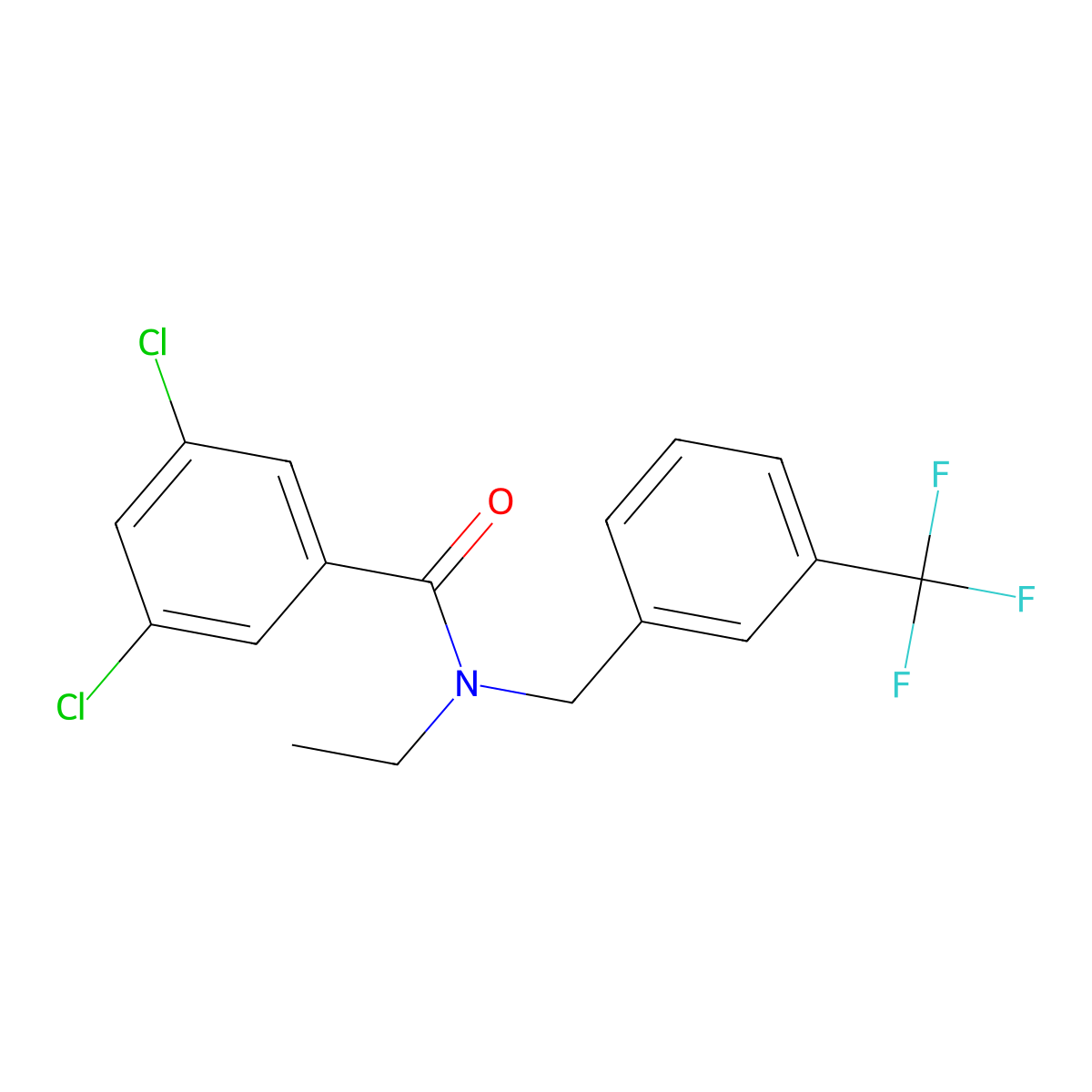 3,5-dichloro-N-ethyl-N-[3-(trifluoromethyl)benzyl]benzenecarboxamide molecular structure, CAS 400075-24-3