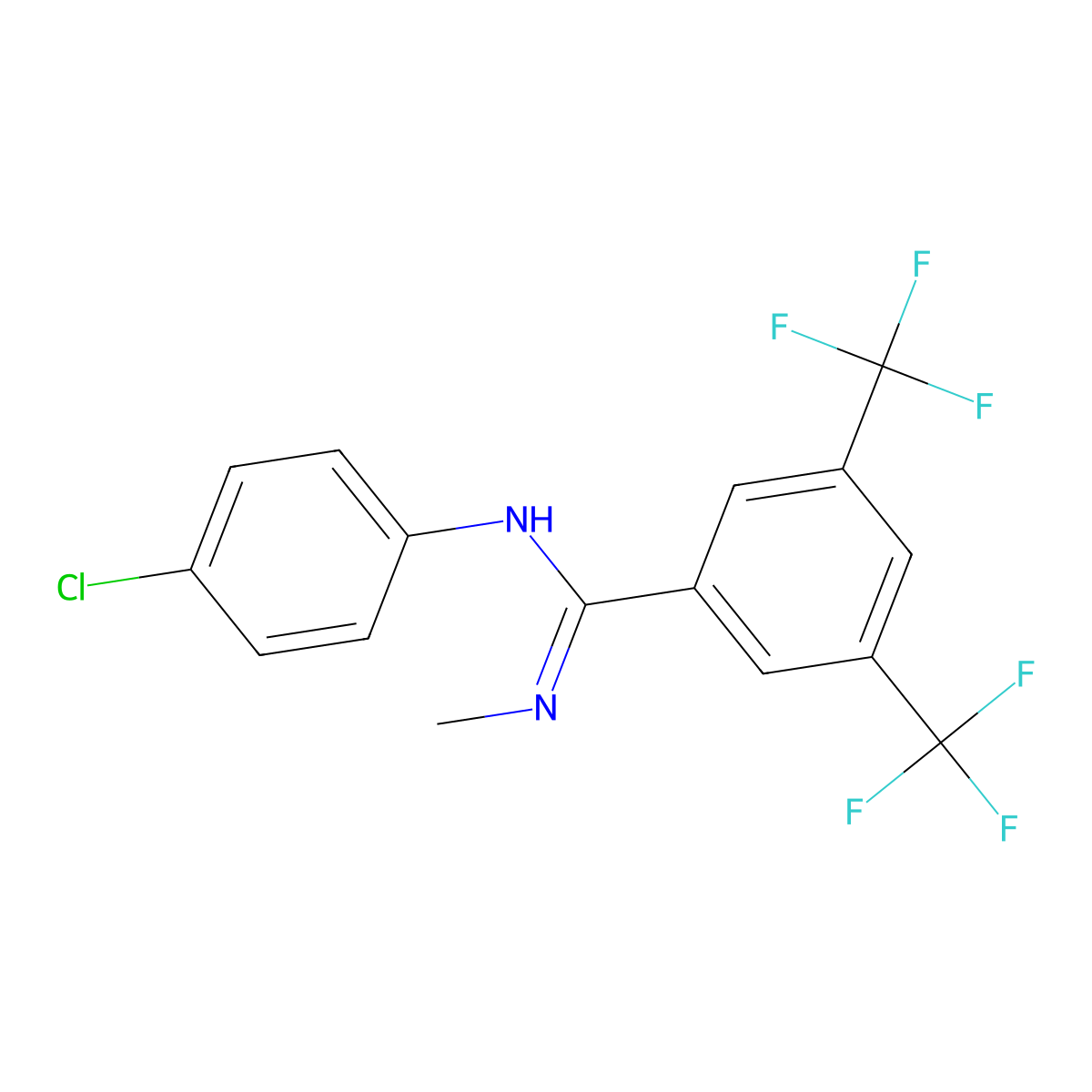 N-(4-chlorophenyl)-N'-methyl-3,5-bis(trifluoromethyl)benzenecarboximidamide molecular structure, CAS 400075-31-2