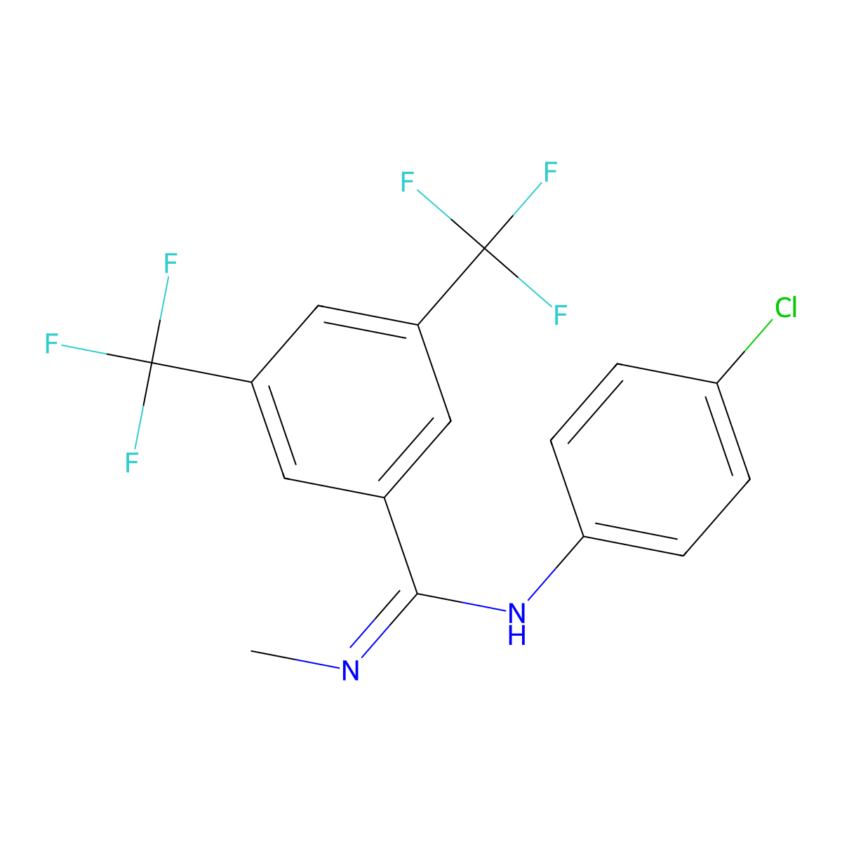 N-(4-chlorophenyl)-N'-methyl-3,5-bis(trifluoromethyl)benzenecarboximidamide molecular structure, CAS 400075-31-2
