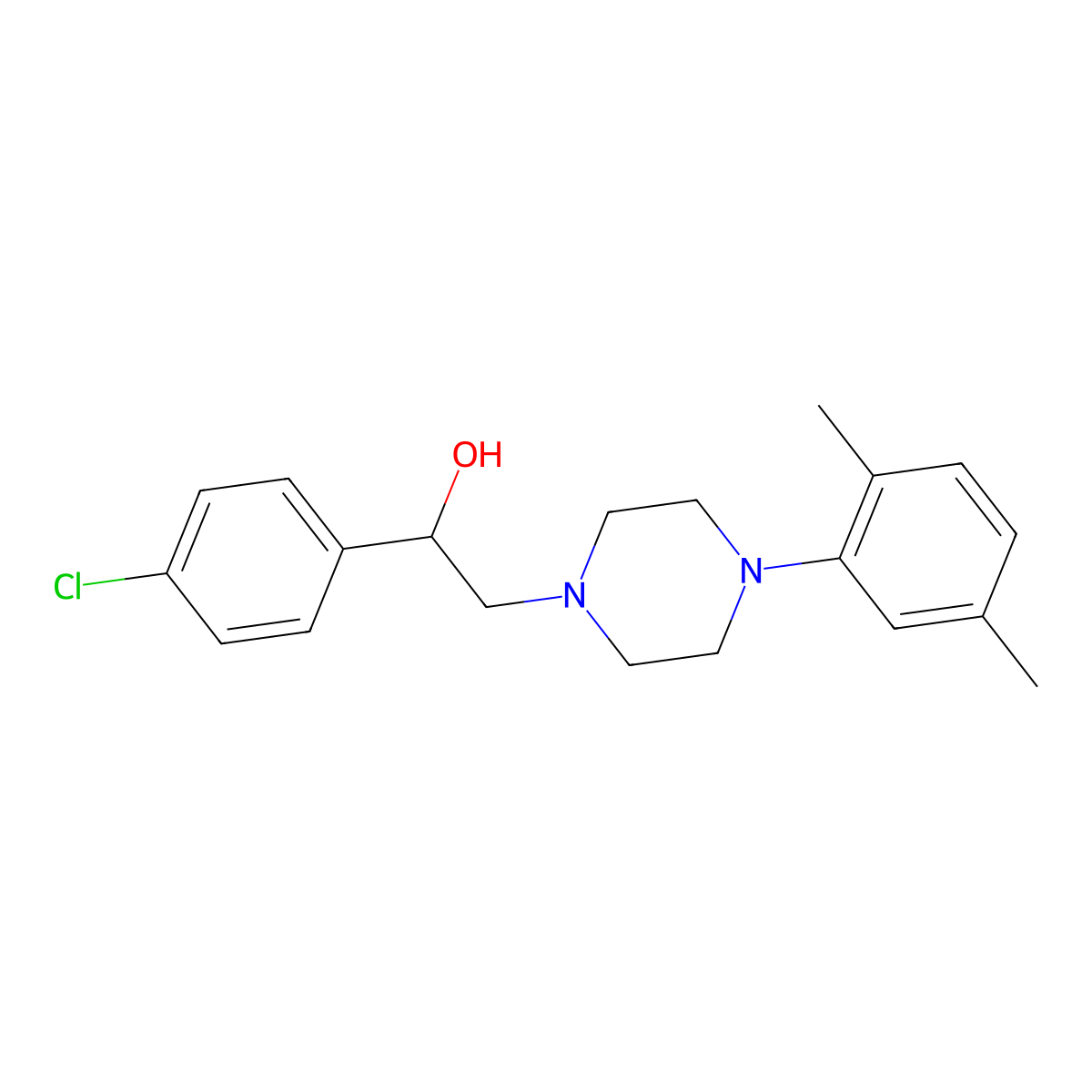 1-(4-Chlorophenyl)-2-[4-(2,5-dimethylphenyl)piperazin-1-yl]ethanol molecular structure, CAS 400075-51-6