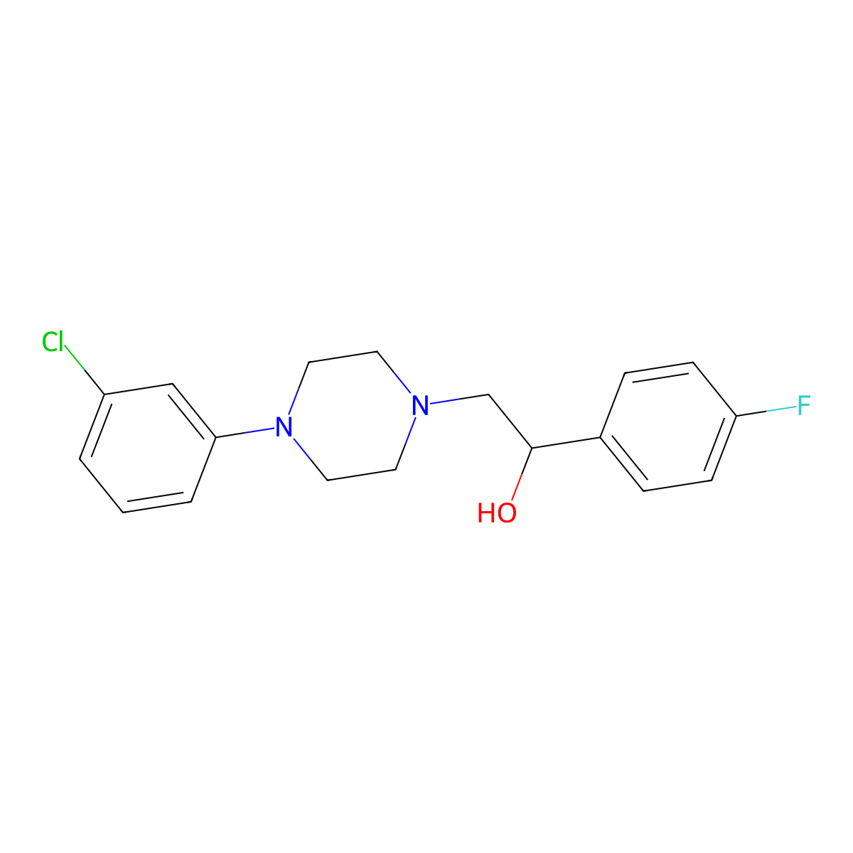 2-[4-(3-Chlorophenyl)piperazin-1-yl]-1-(4-fluorophenyl)ethanol molecular structure, CAS 400075-53-8