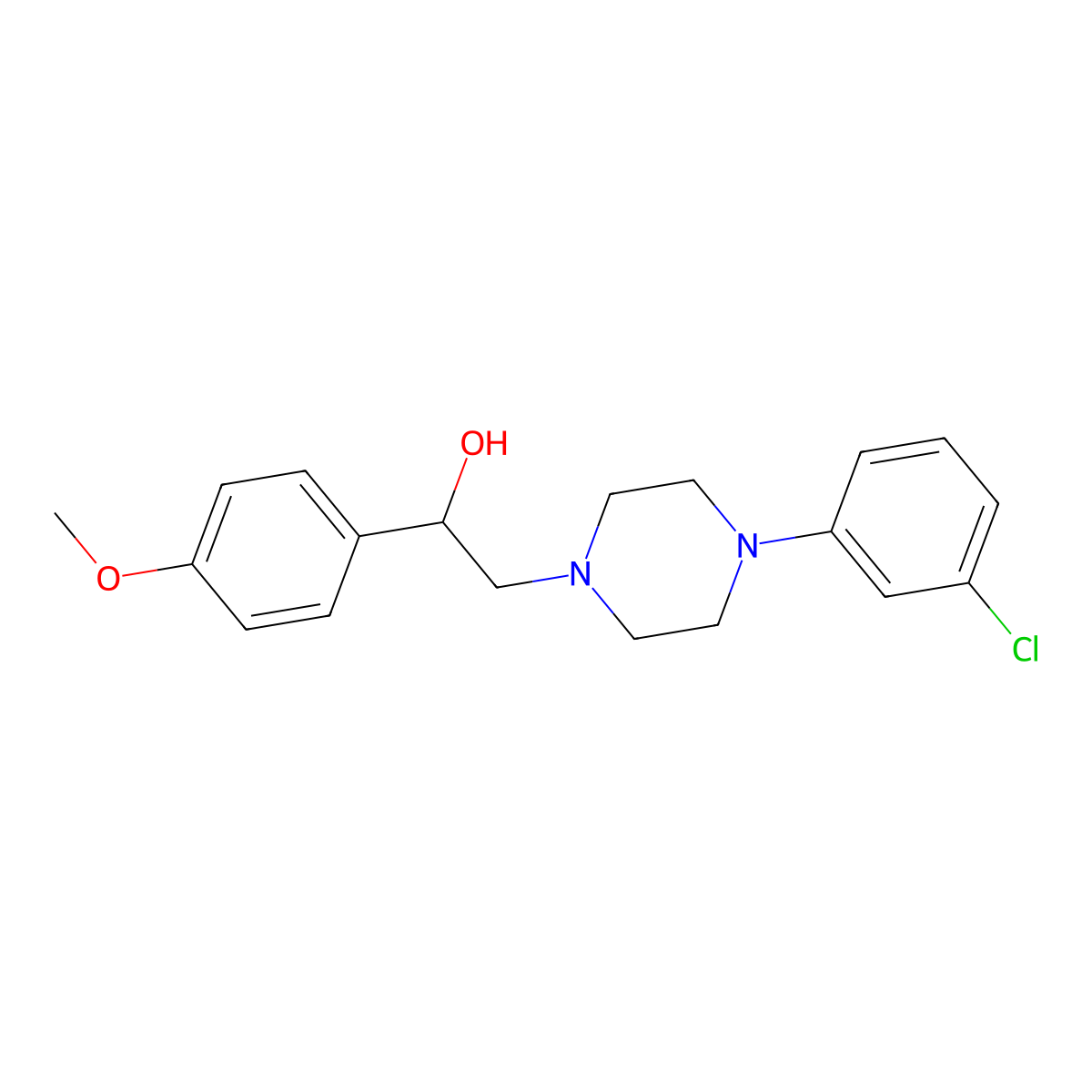 2-[4-(3-Chlorophenyl)piperazin-1-yl]-1-(4-methoxyphenyl)ethanol molecular structure, CAS 400075-61-8