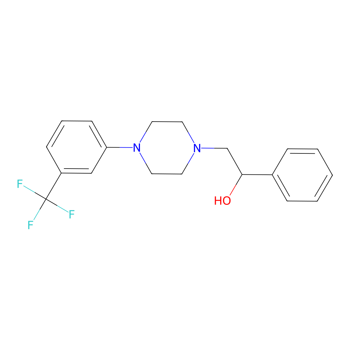 1-Phenyl-2-[4-[3-(trifluoromethyl)phenyl]piperazin-1-yl]ethanol molecular structure, CAS 400075-66-3