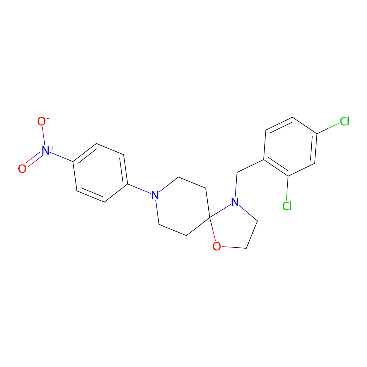 4-(2,4-Dichlorobenzyl)-8-(4-nitrophenyl)-1-oxa-4,8-diazaspiro[4.5]decane molecular structure, CAS 400075-71-0