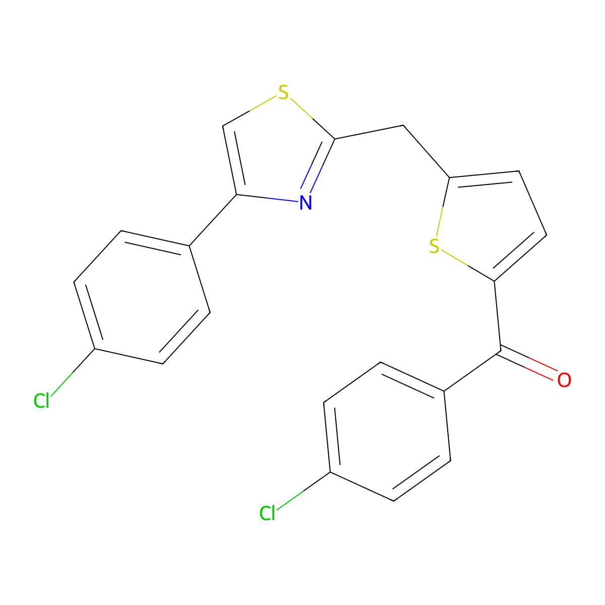(4-Chlorophenyl)(5-{[4-(4-chlorophenyl)-1,3-thiazol-2-yl]methyl}-2-thienyl)methanone molecular structure, CAS 400075-83-4