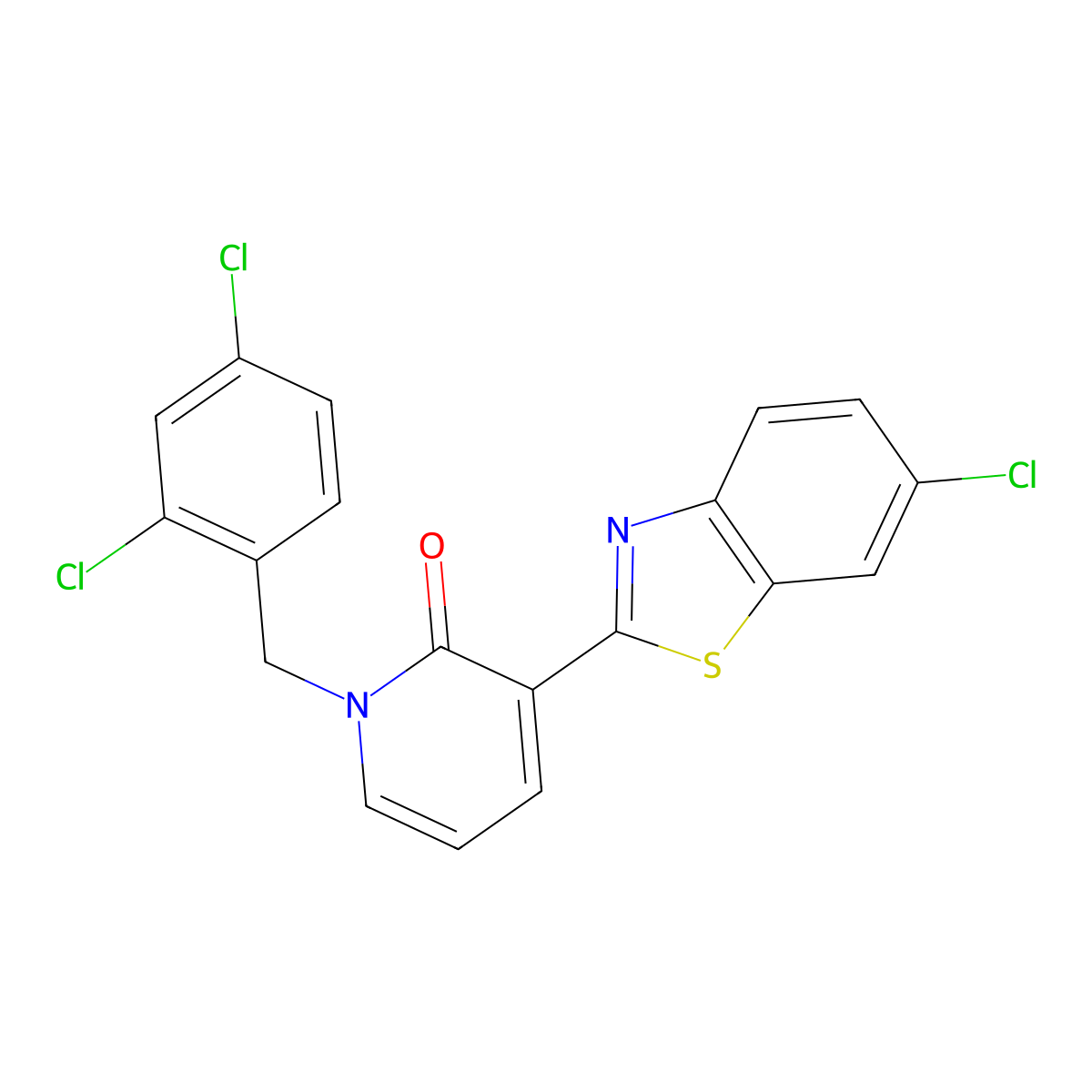 3-(6-chloro-1,3-benzothiazol-2-yl)-1-(2,4-dichlorobenzyl)-2(1H)-pyridinone molecular structure, CAS 400075-86-7