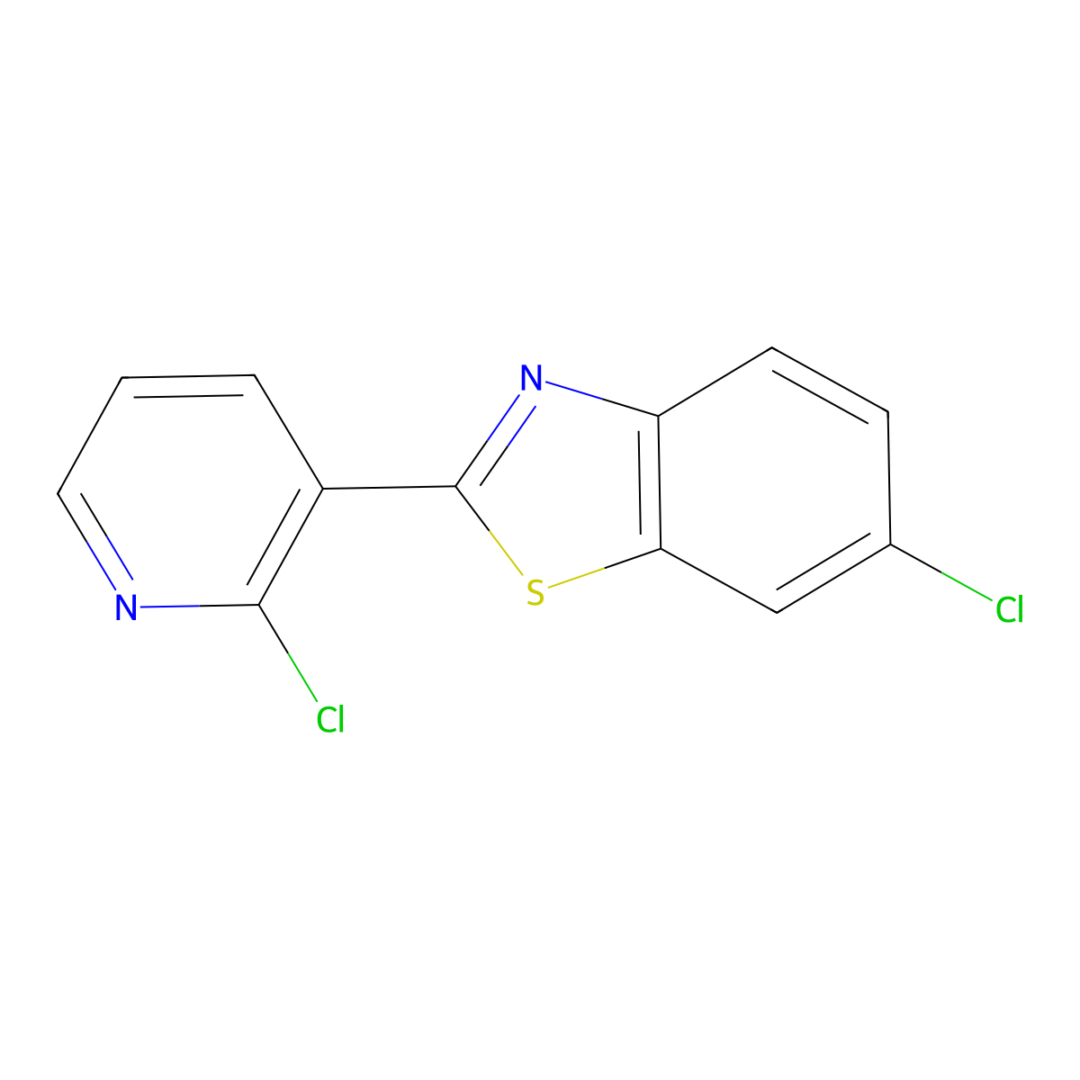 6-Chloro-2-(2-chloropyridin-3-yl)-1,3-benzothiazole molecular structure, CAS 400075-88-9