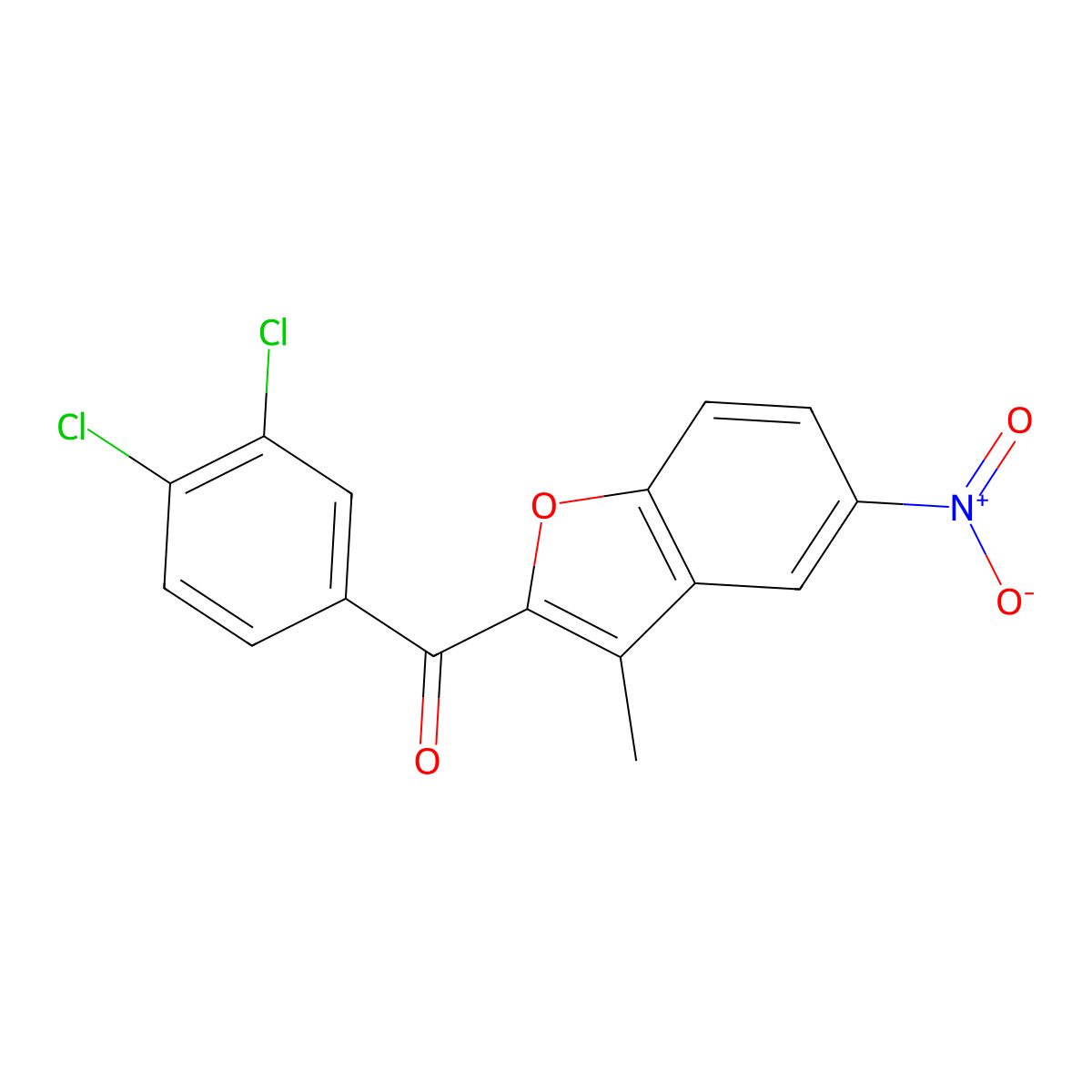 (3,4-Dichlorophenyl)(3-methyl-5-nitro-1-benzofuran-2-yl)methanone molecular structure, CAS 400076-04-2