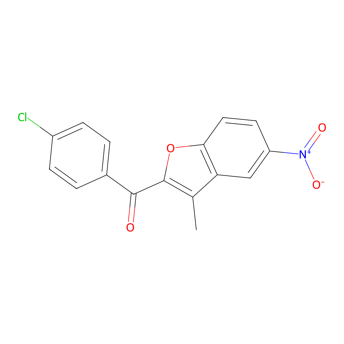 (4-Chlorophenyl)(3-methyl-5-nitro-1-benzofuran-2-yl)methanone molecular structure, CAS 400076-06-4