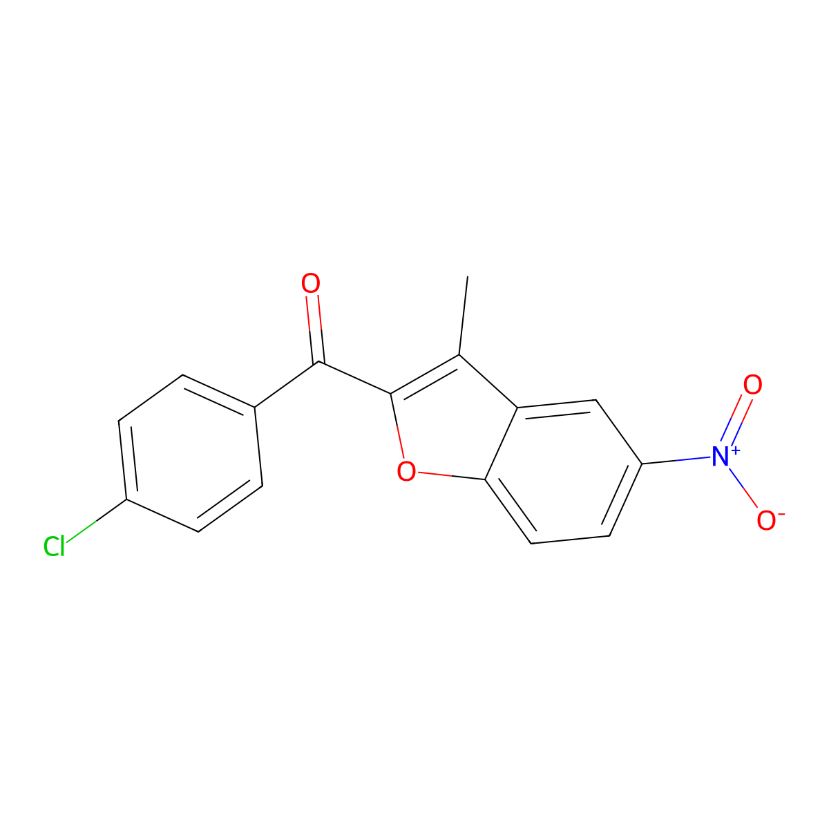(4-Chlorophenyl)(3-methyl-5-nitro-1-benzofuran-2-yl)methanone molecular structure, CAS 400076-06-4