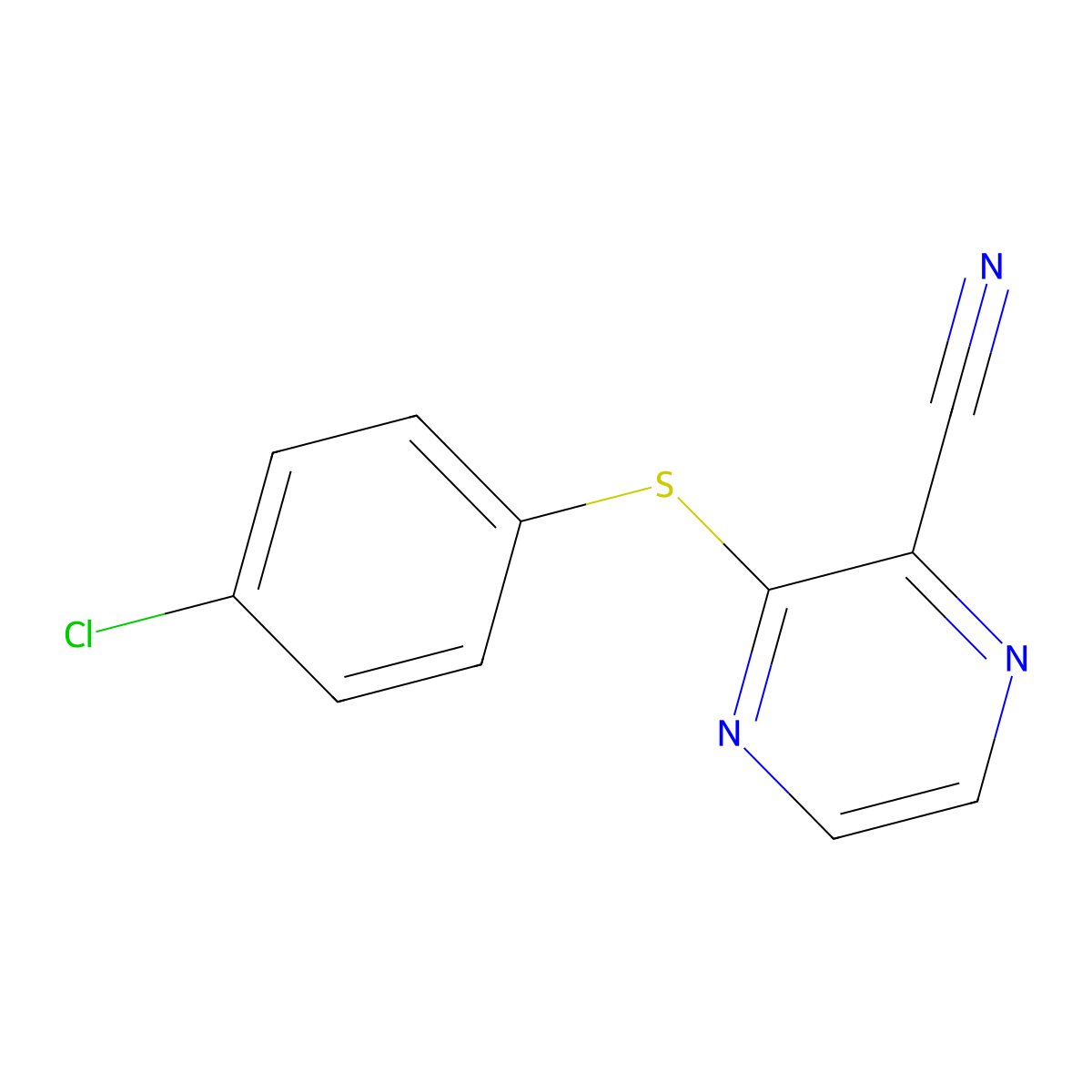 3-[(4-Chlorophenyl)sulfanyl]-2-pyrazinecarbonitrile molecular structure, CAS 400076-17-7