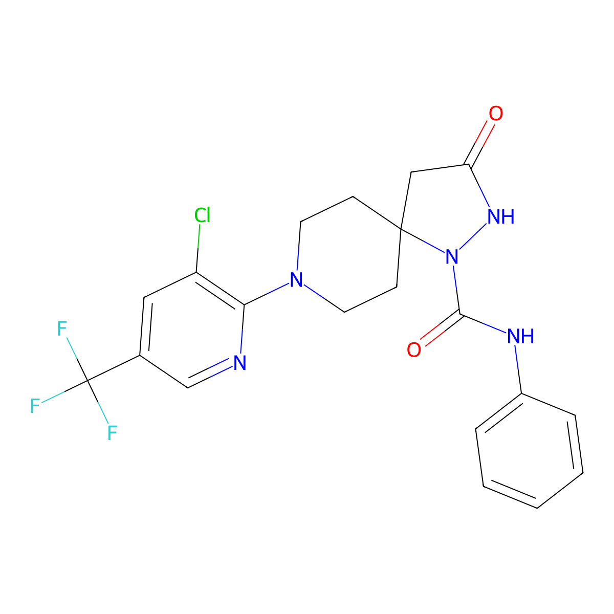 8-[3-chloro-5-(trifluoromethyl)-2-pyridinyl]-3-oxo-N-phenyl-1,2,8-triazaspiro[4.5]decane-1-carboxamide molecular structure, CAS 400076-23-5