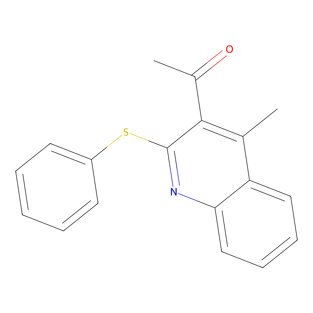 1-[4-Methyl-2-(phenylsulfanyl)-3-quinolinyl]-1-ethanone molecular structure, CAS 400076-25-7