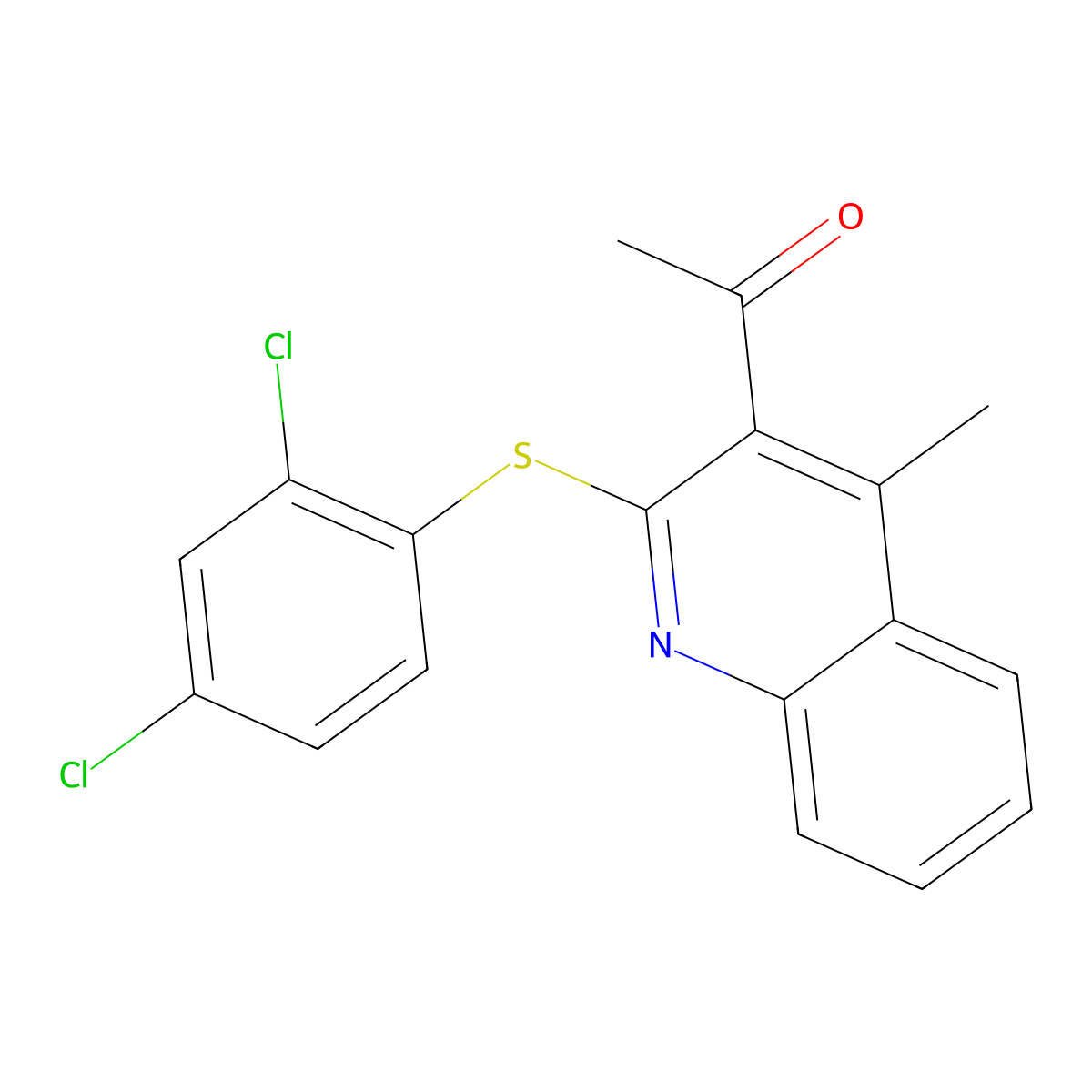 1-{2-[(2,4-Dichlorophenyl)sulfanyl]-4-methyl-3-quinolinyl}-1-ethanone molecular structure, CAS 400076-26-8