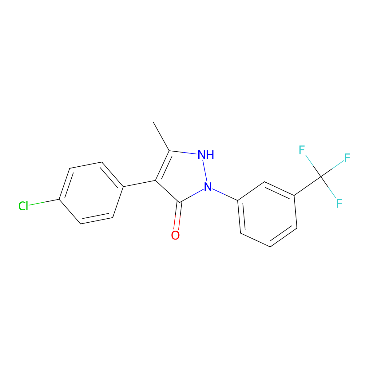 4-(4-chlorophenyl)-5-methyl-2-[3-(trifluoromethyl)phenyl]-1,2-dihydro-3H-pyrazol-3-one molecular structure, CAS 400076-57-5