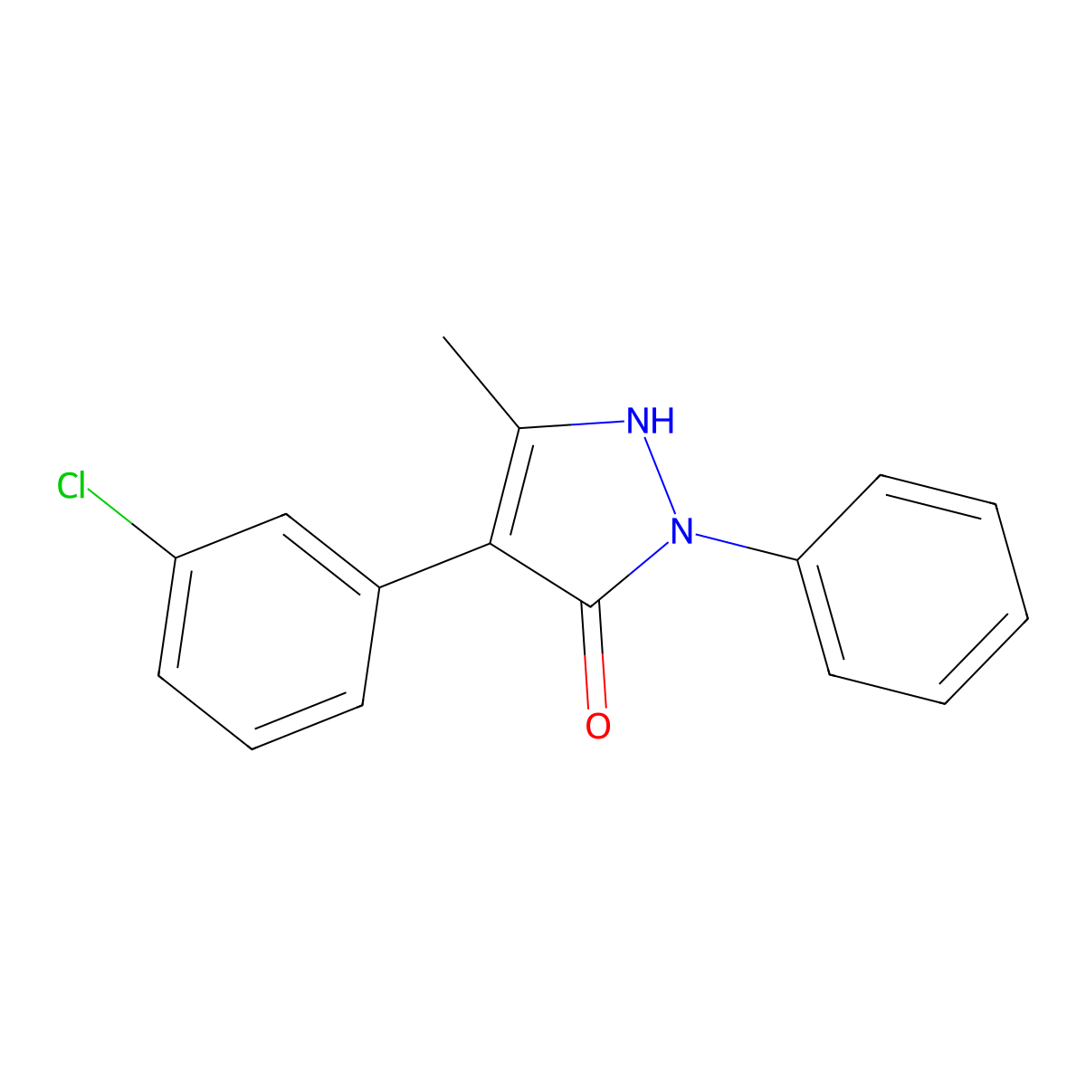 4-(3-chlorophenyl)-5-methyl-2-phenyl-1,2-dihydro-3H-pyrazol-3-one molecular structure, CAS 400076-58-6