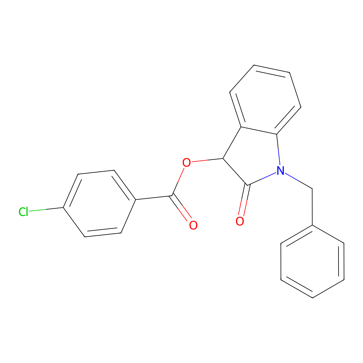 1-benzyl-2-oxo-2,3-dihydro-1H-indol-3-yl 4-chlorobenzenecarboxylate molecular structure, CAS 400076-66-6