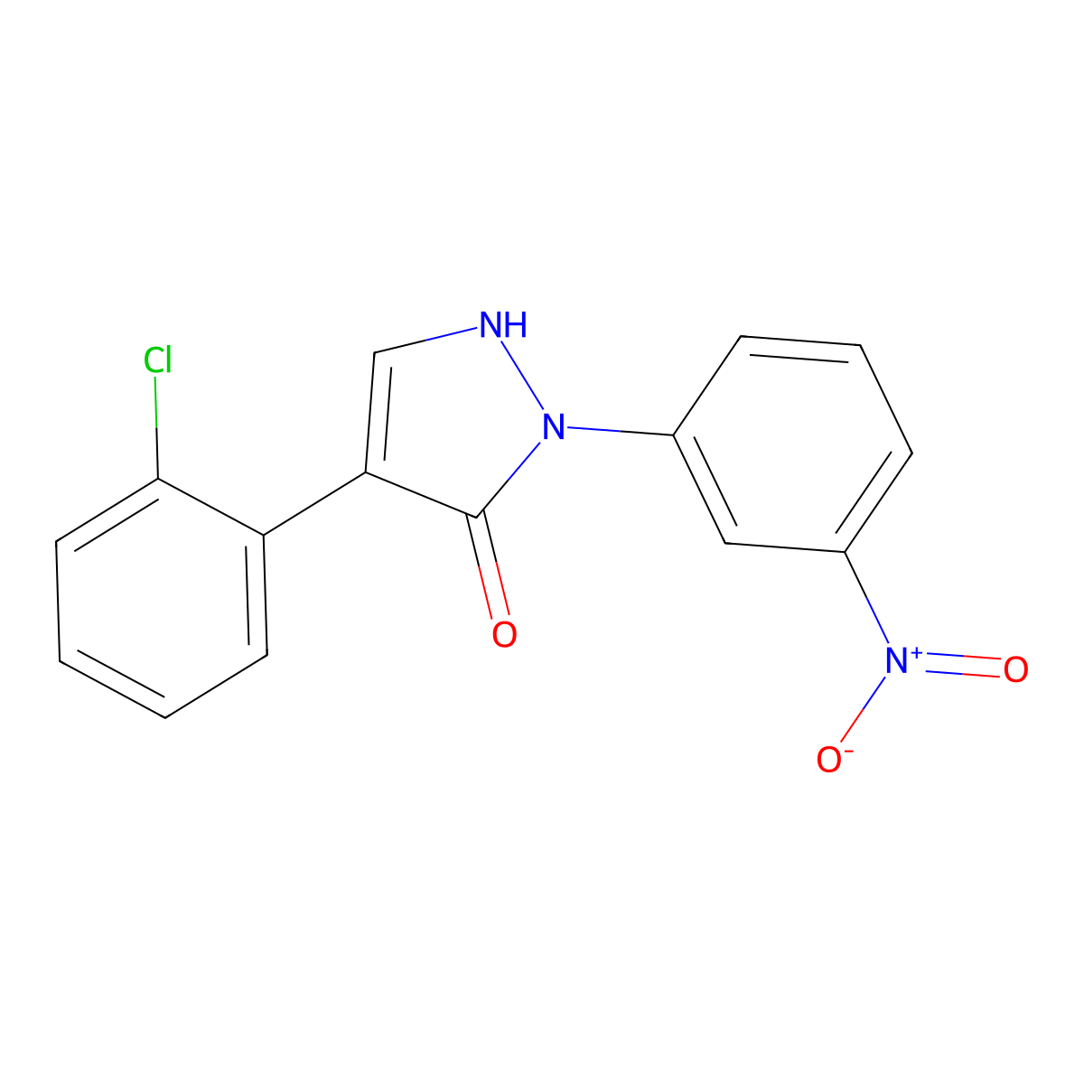 4-(2-chlorophenyl)-2-(3-nitrophenyl)-1,2-dihydro-3H-pyrazol-3-one molecular structure, CAS 400076-67-7