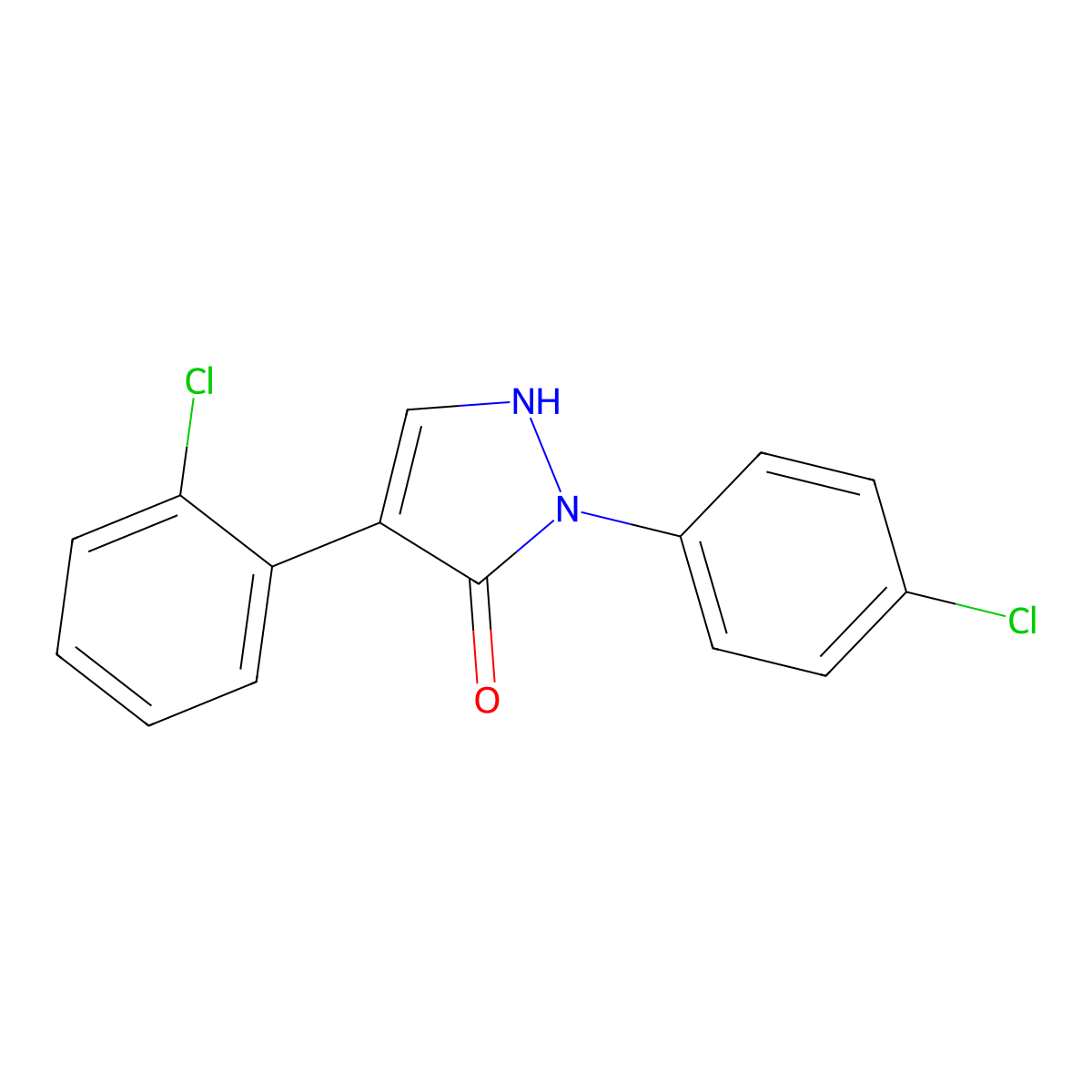 4-(2-chlorophenyl)-2-(4-chlorophenyl)-1,2-dihydro-3H-pyrazol-3-one molecular structure, CAS 400076-69-9