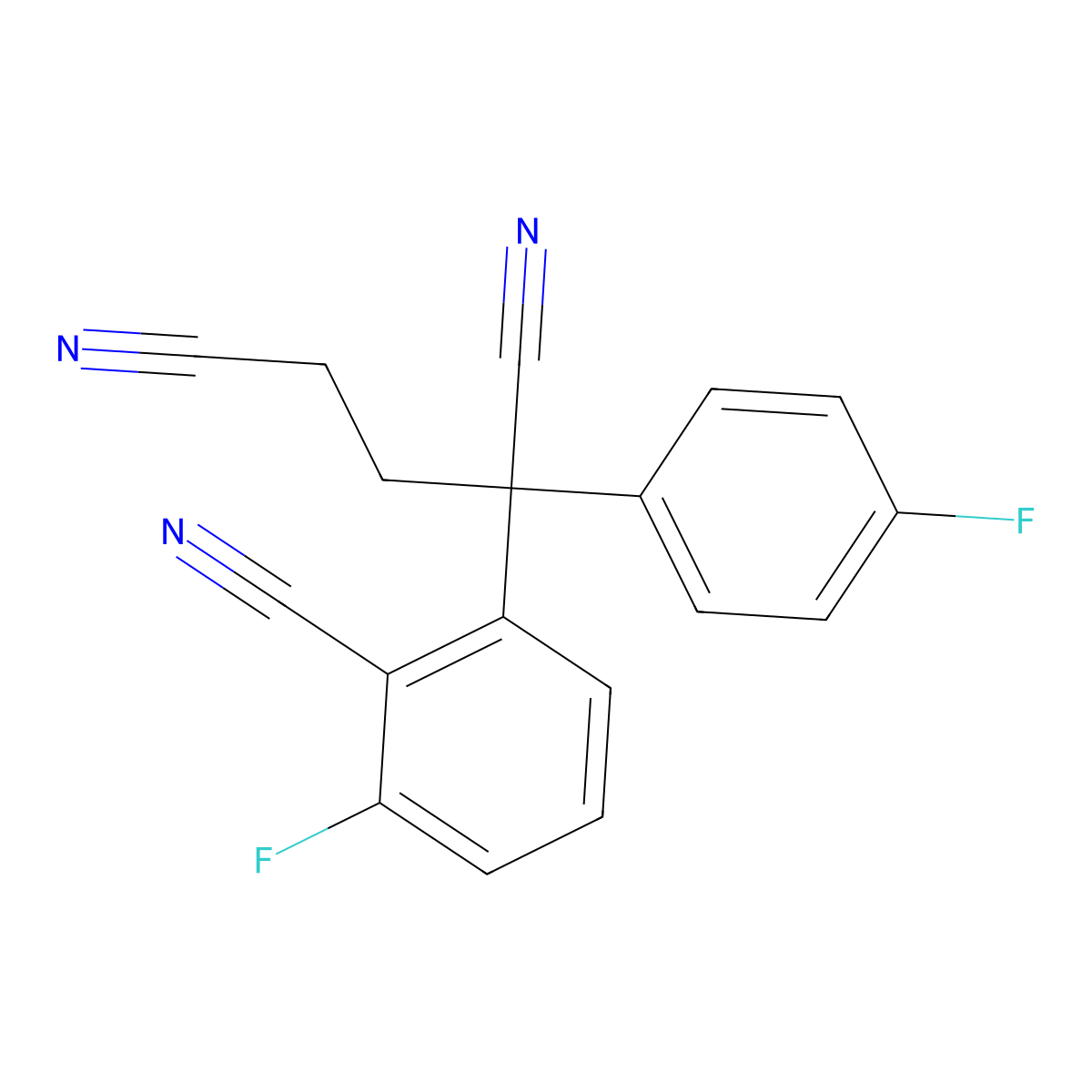 2-(2-Cyano-3-fluorophenyl)-2-(4-fluorophenyl)pentanedinitrile molecular structure, CAS 400076-78-0