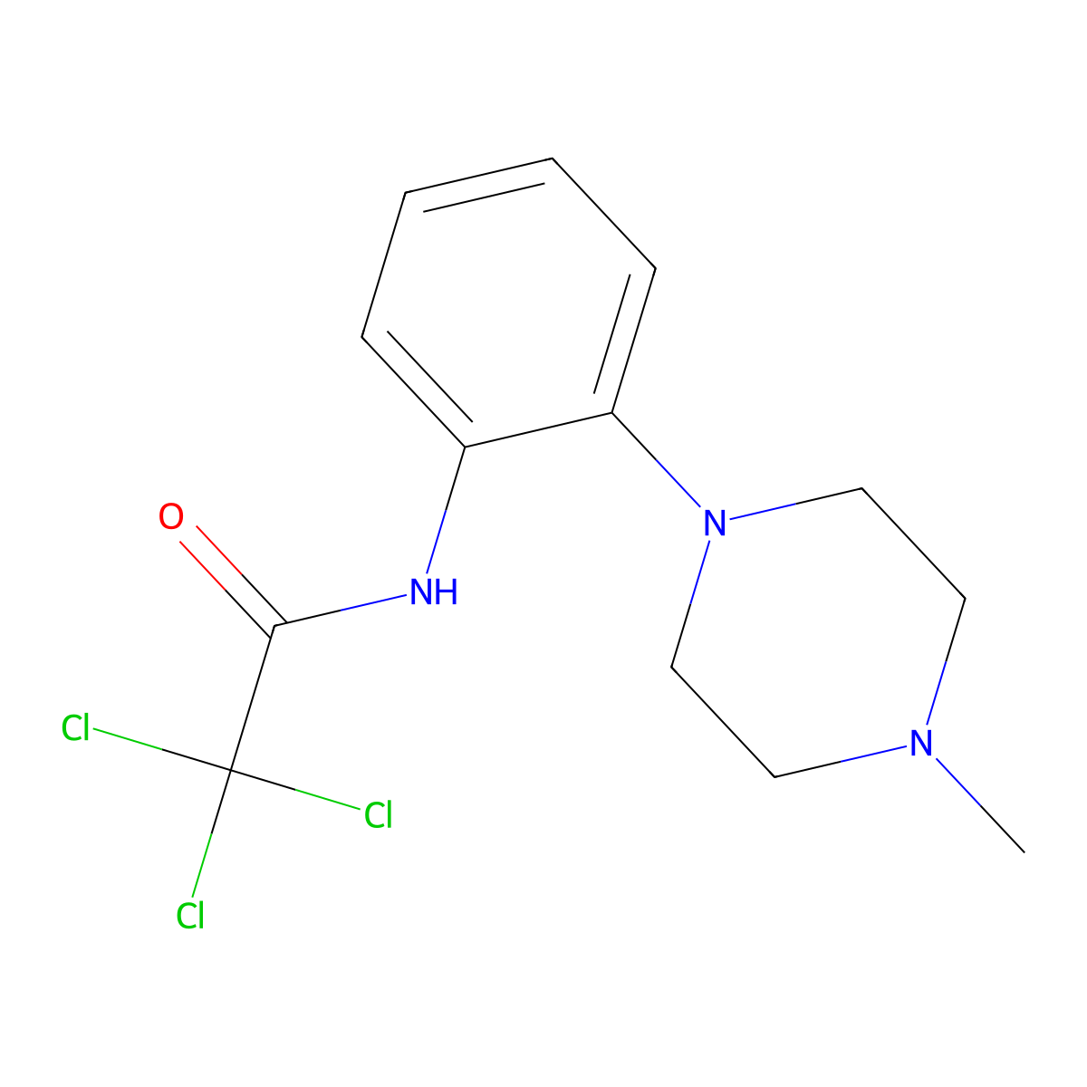 2,2,2-trichloro-N-[2-(4-methylpiperazin-1-yl)phenyl]acetamide molecular structure, CAS 400076-89-3