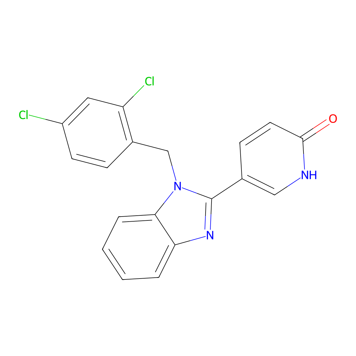5-[1-(2,4-dichlorobenzyl)-1H-1,3-benzimidazol-2-yl]-2(1H)-pyridinone molecular structure, CAS 400077-27-2