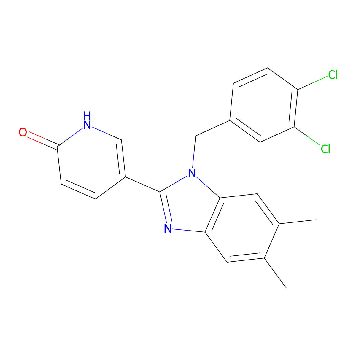 5-[1-(3,4-dichlorobenzyl)-5,6-dimethyl-1H-1,3-benzimidazol-2-yl]-2(1H)-pyridinone molecular structure, CAS 400077-30-7