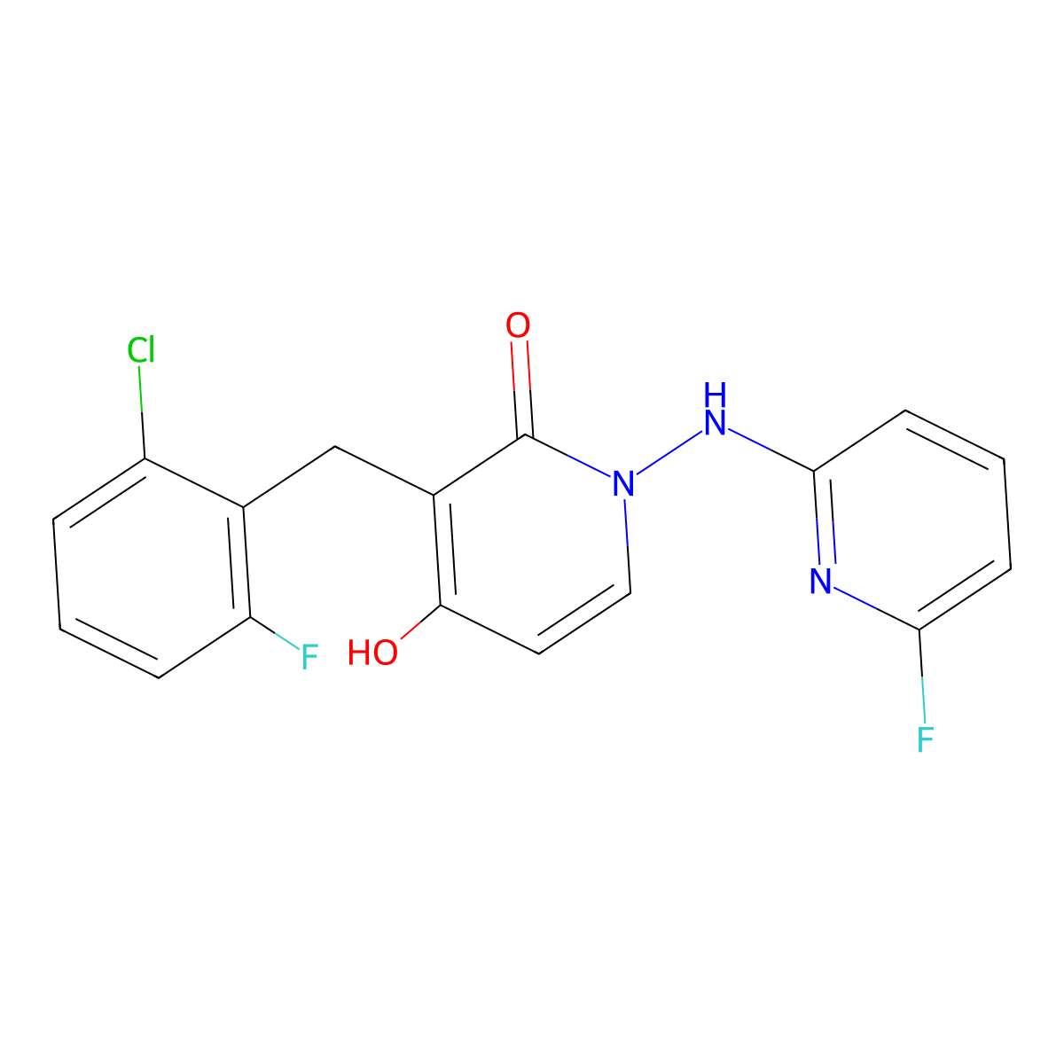 3-(2-chloro-6-fluorobenzyl)-1-[(6-fluoro-2-pyridinyl)amino]-4-hydroxy-2(1H)-pyridinone molecular structure, CAS 400077-42-1