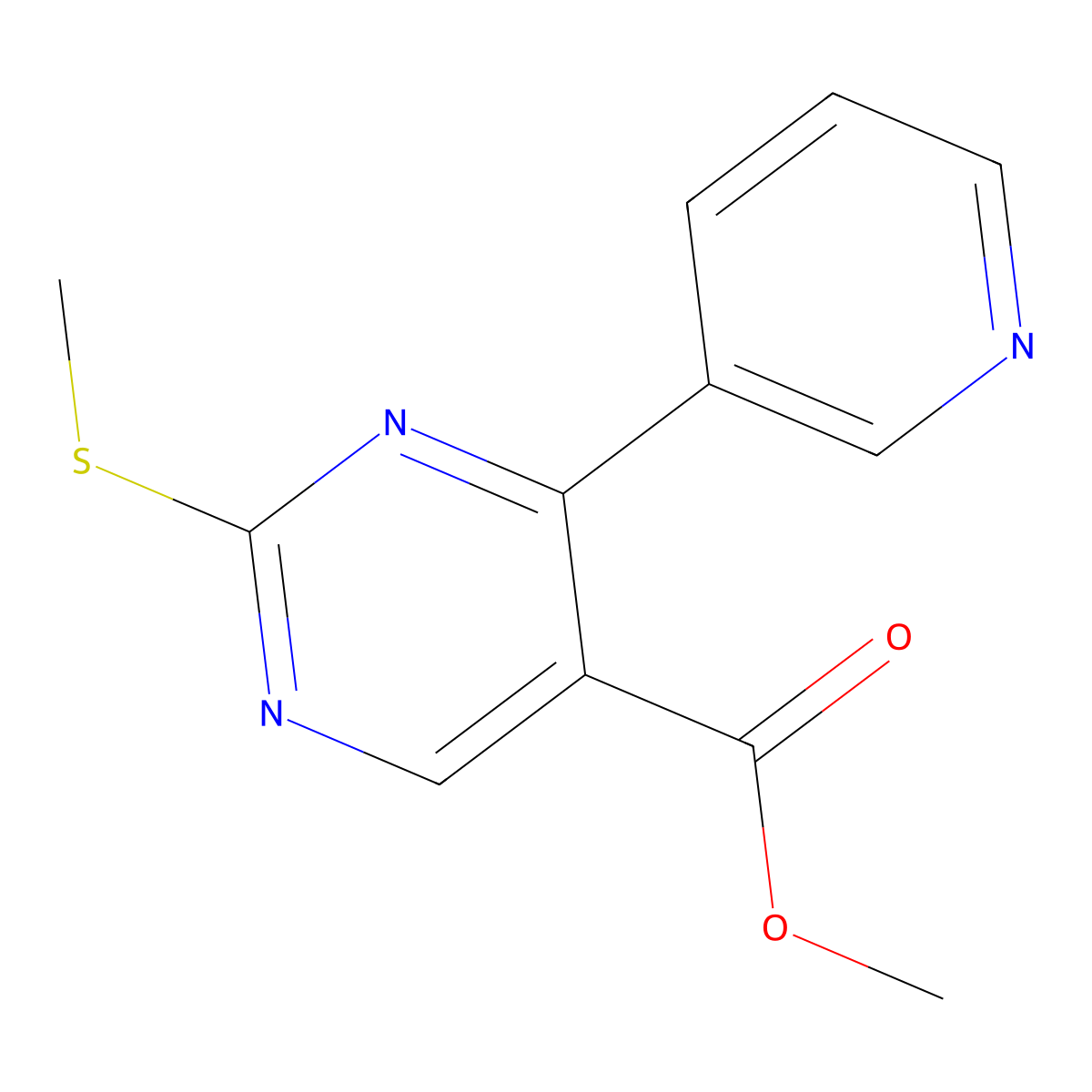 Methyl 2-(methylsulfanyl)-4-(3-pyridinyl)-5-pyrimidinecarboxylate molecular structure, CAS 400077-51-2