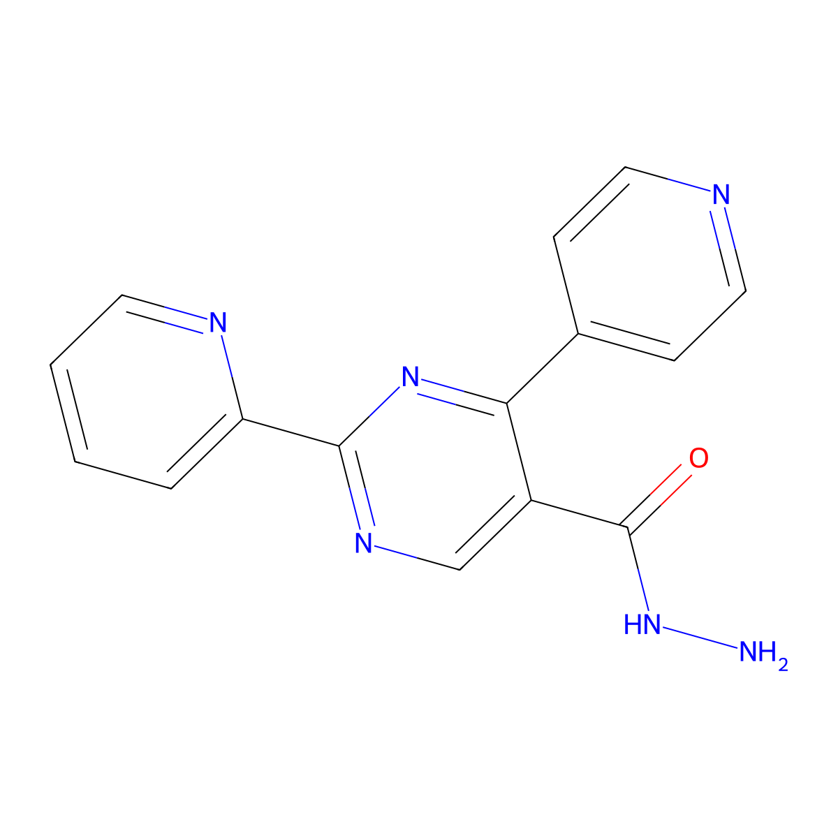 2-Pyridin-2-yl-4-pyridin-4-ylpyrimidine-5-carbohydrazide molecular structure, CAS 400077-54-5