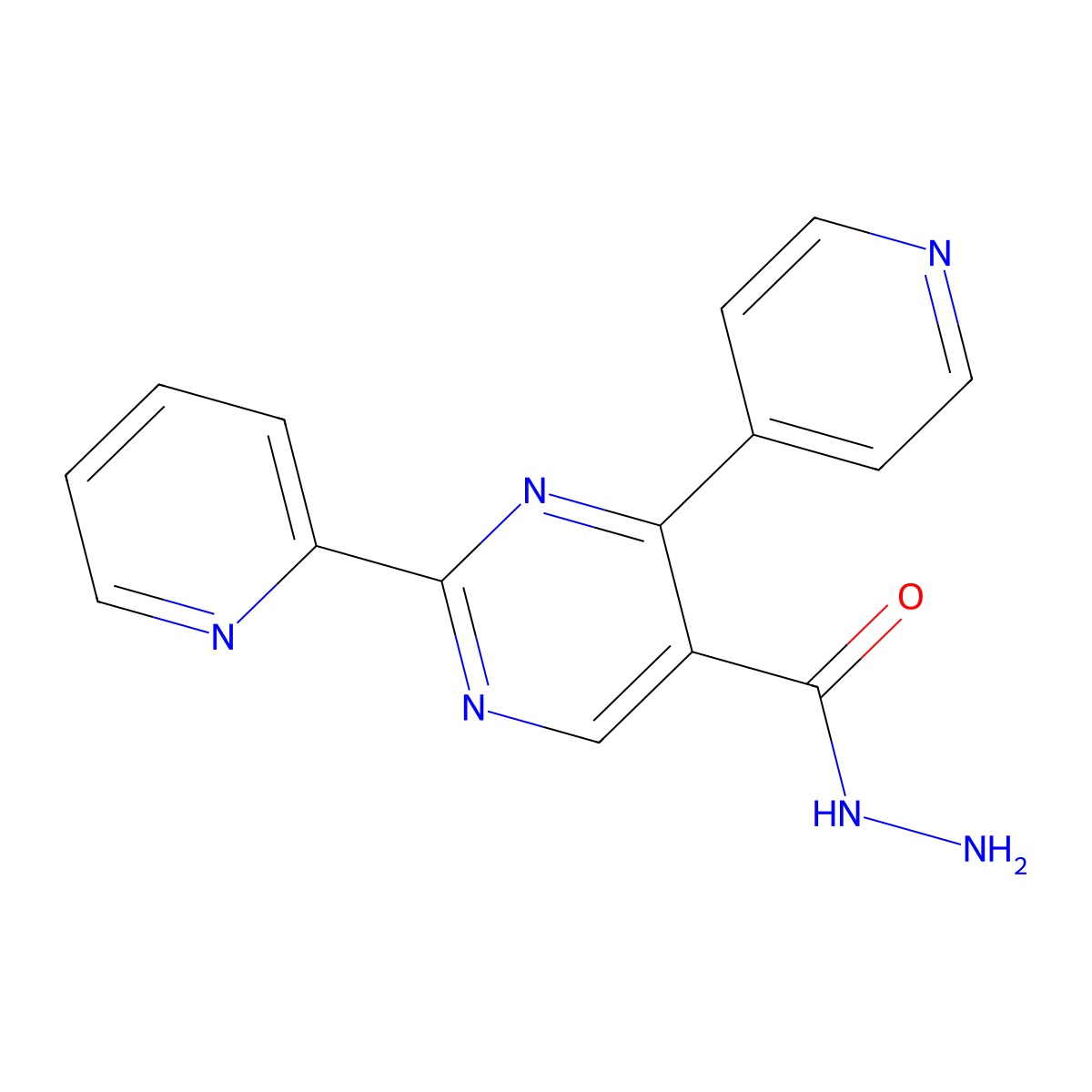 2-Pyridin-2-yl-4-pyridin-4-ylpyrimidine-5-carbohydrazide molecular structure, CAS 400077-54-5