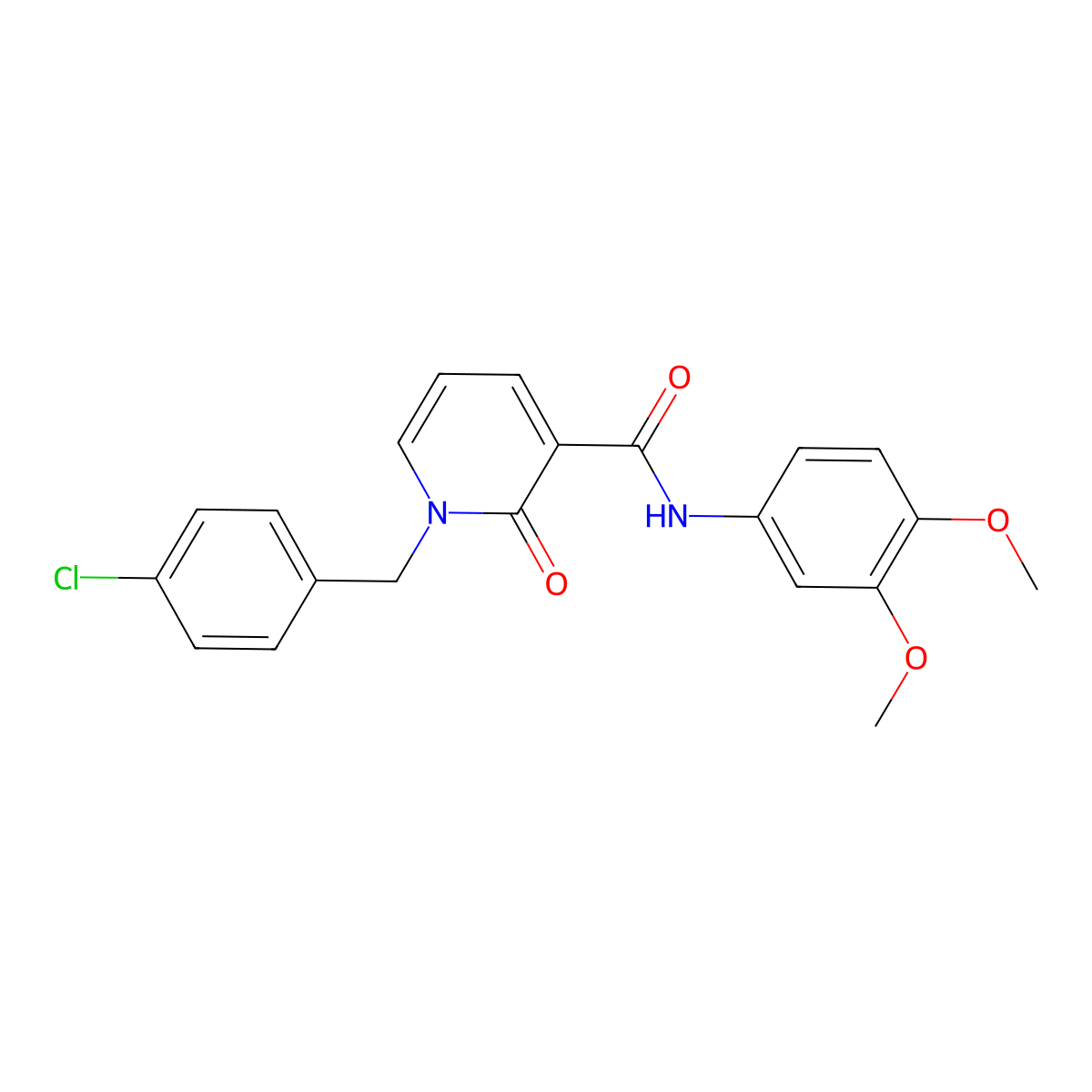 1-[(4-chlorophenyl)methyl]-N-(3,4-dimethoxyphenyl)-2-oxopyridine-3-carboxamide molecular structure, CAS 400077-71-6