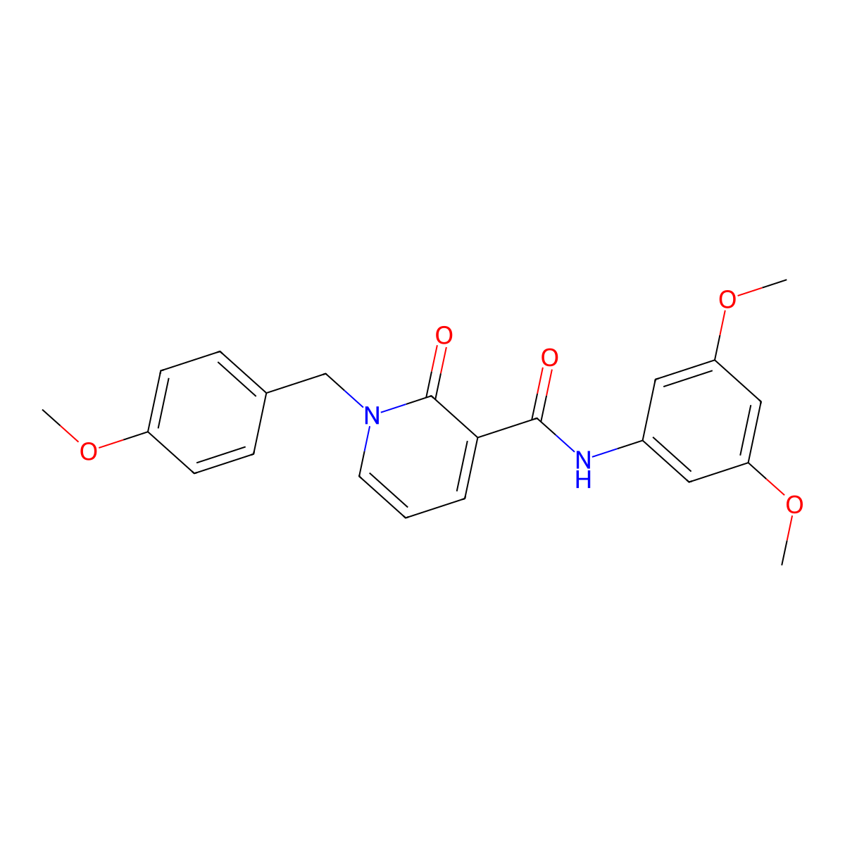 N-(3,5-dimethoxyphenyl)-1-(4-methoxybenzyl)-2-oxo-1,2-dihydro-3-pyridinecarboxamide molecular structure, CAS 400077-79-4