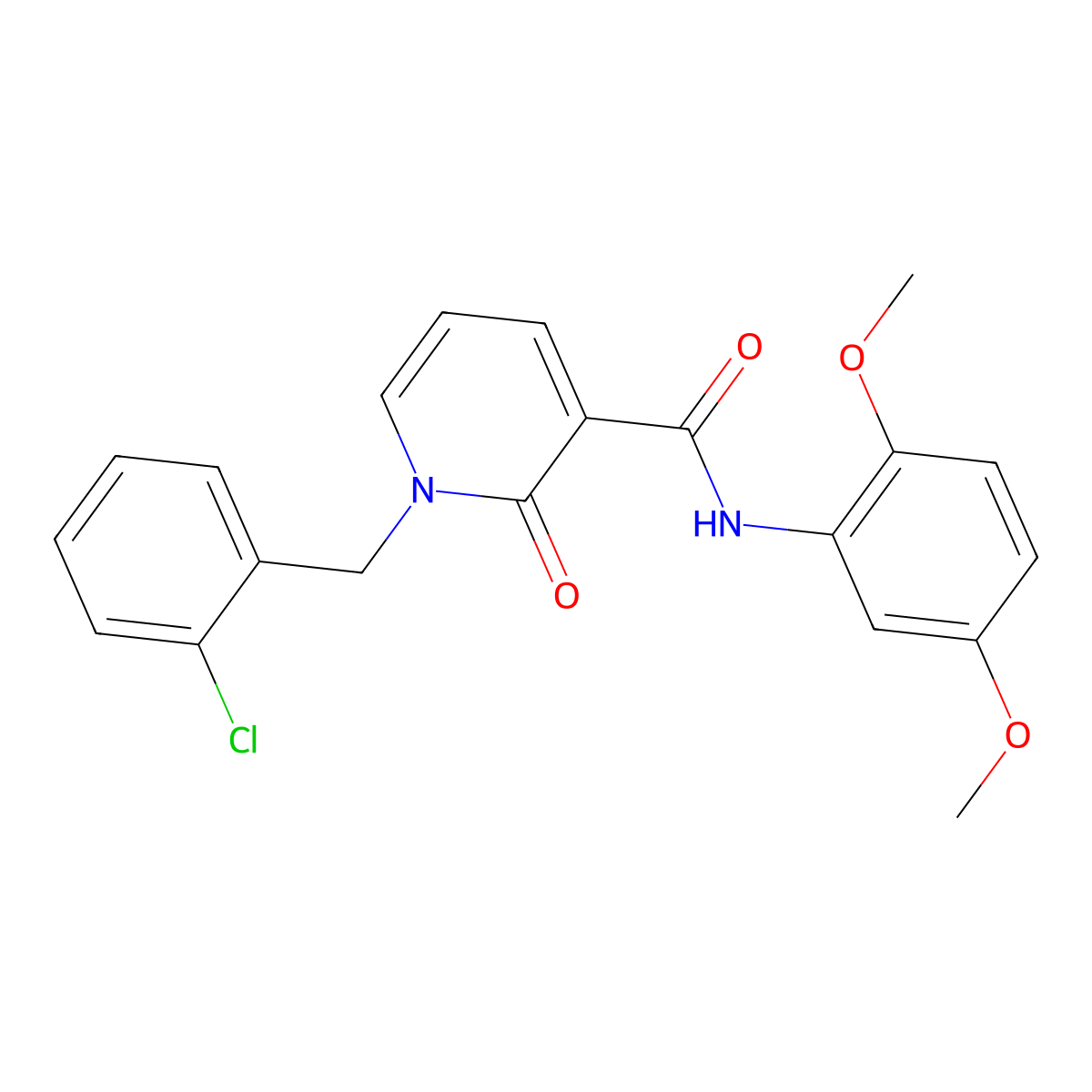 1-(2-chlorobenzyl)-N-(2,5-dimethoxyphenyl)-2-oxo-1,2-dihydropyridine-3-carboxamide molecular structure, CAS 400077-81-8