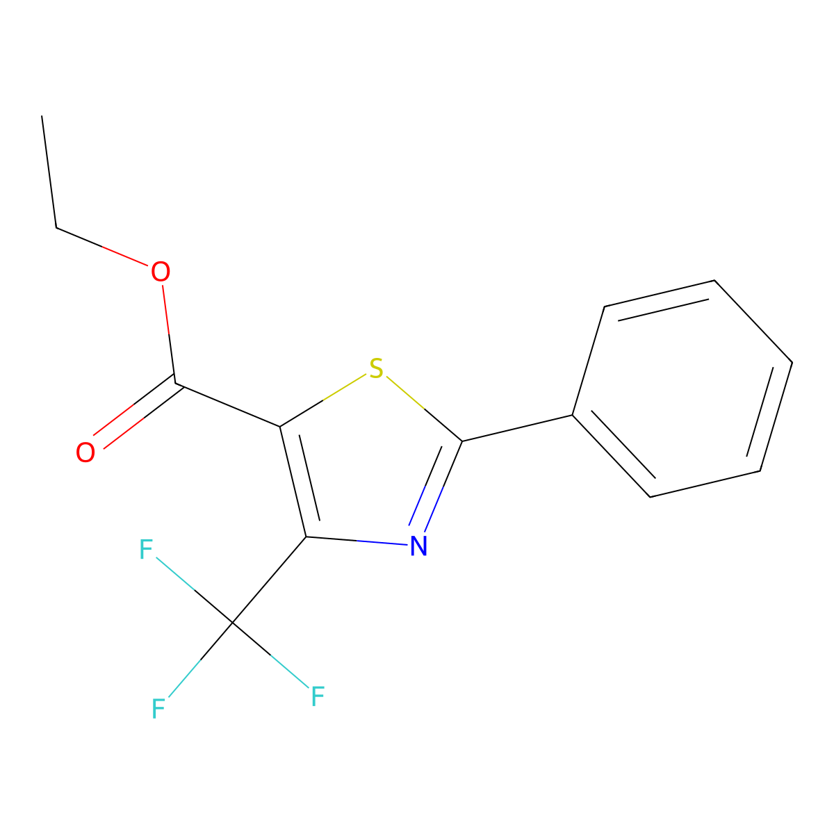 Ethyl 2-phenyl-4-(trifluoromethyl)-1,3-thiazole-5-carboxylate molecular structure, CAS 400077-94-3