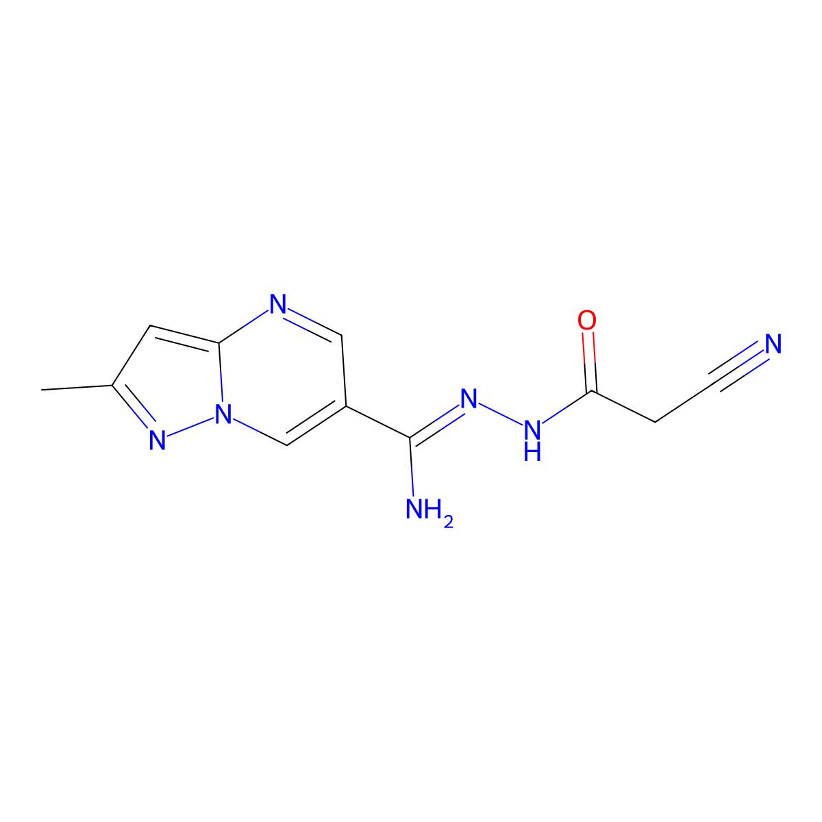 2-cyano-N'-{2-methylpyrazolo[1,5-a]pyrimidine-6-carboximidoyl}acetohydrazide molecular structure, CAS 400078-00-4
