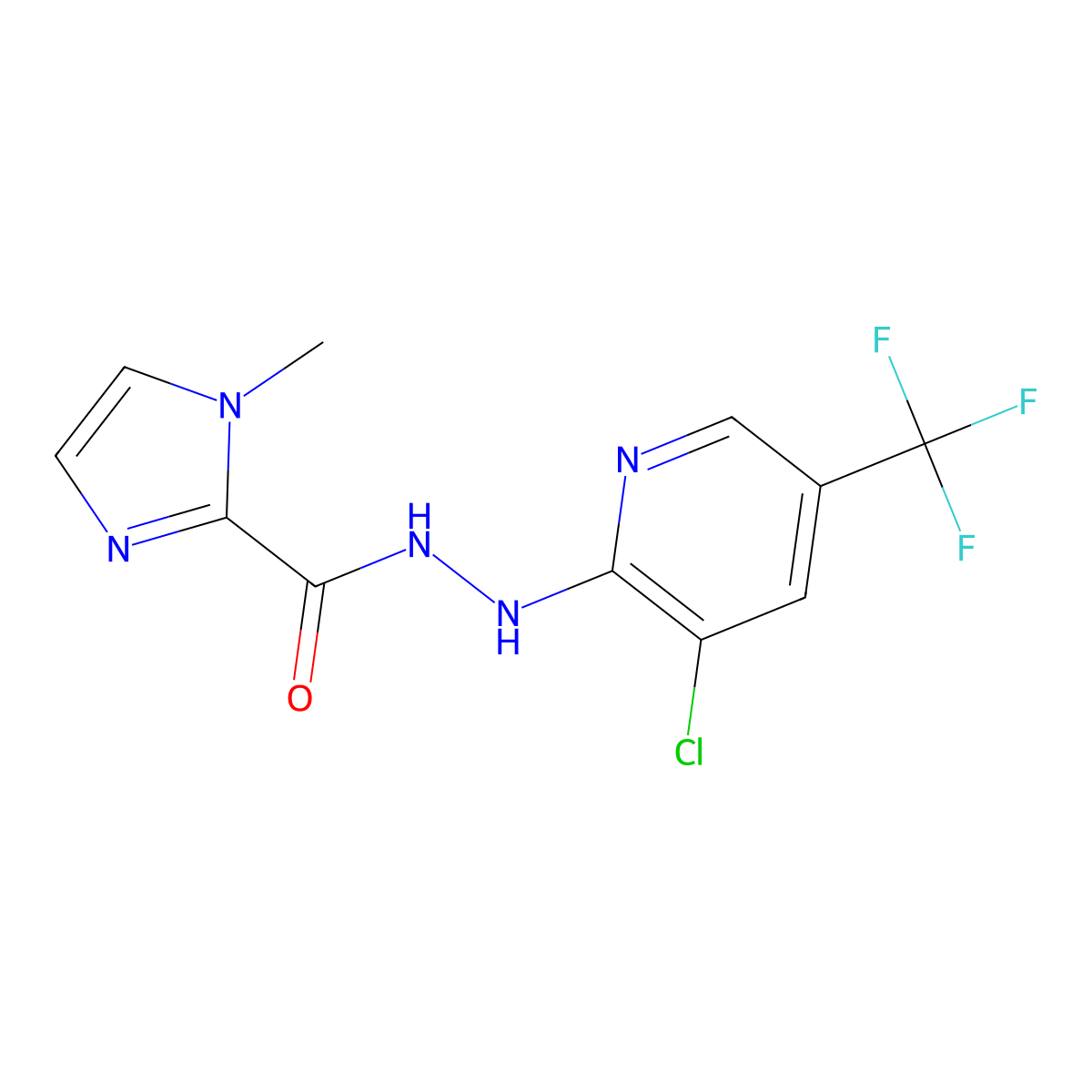 N'-[3-chloro-5-(trifluoromethyl)-2-pyridinyl]-1-methyl-1H-imidazole-2-carbohydrazide molecular structure, CAS 400078-06-0